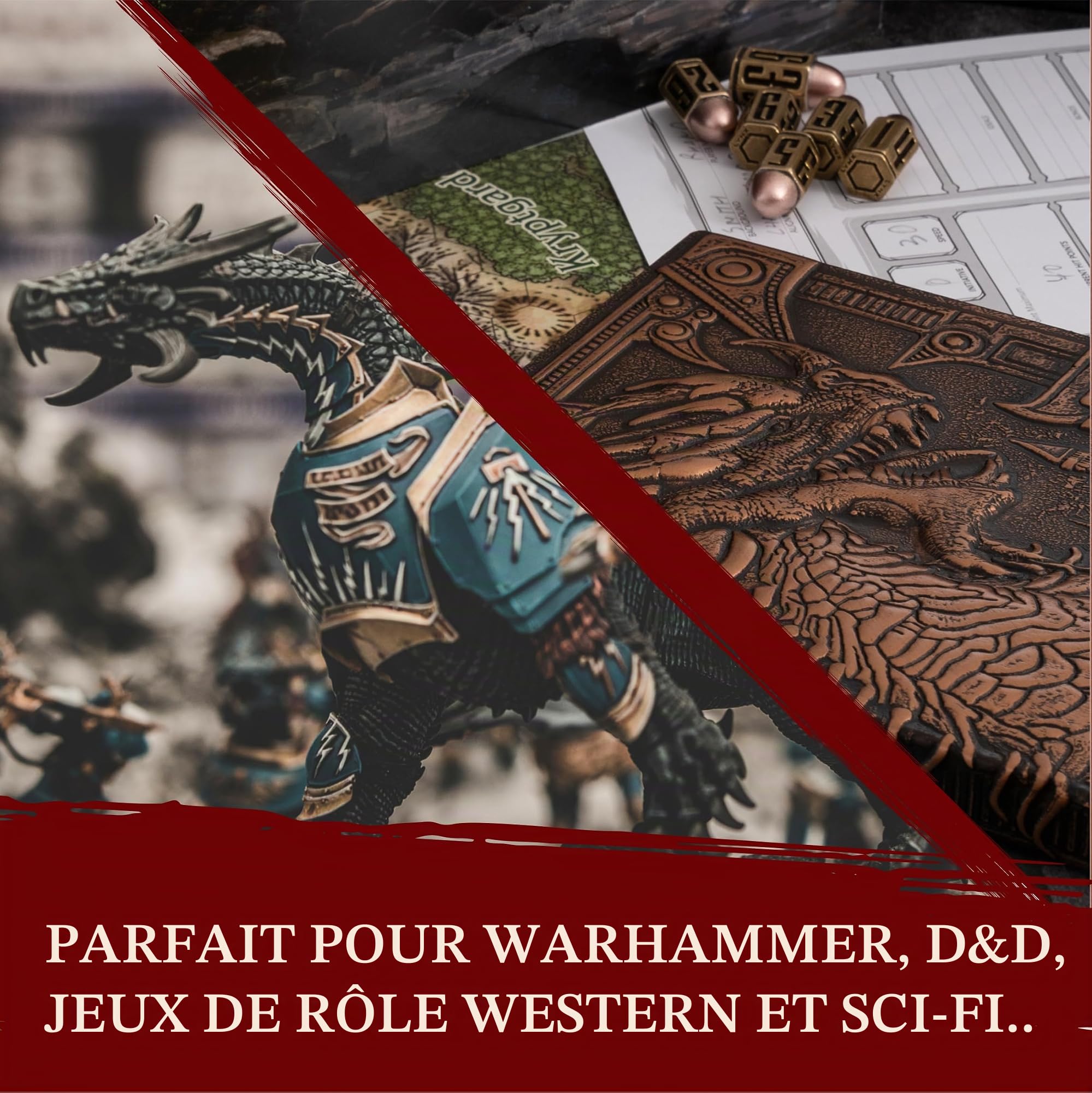 Set de Dés Métal en Forme de Balle/Bullet Dice Set - Six Dés JdR D6 en Laiton - Compatible avec Donjon et Dragon, Wargames, Jeu de Role,D&D, Accessoires RPG/Dungeons & Dragons/DND