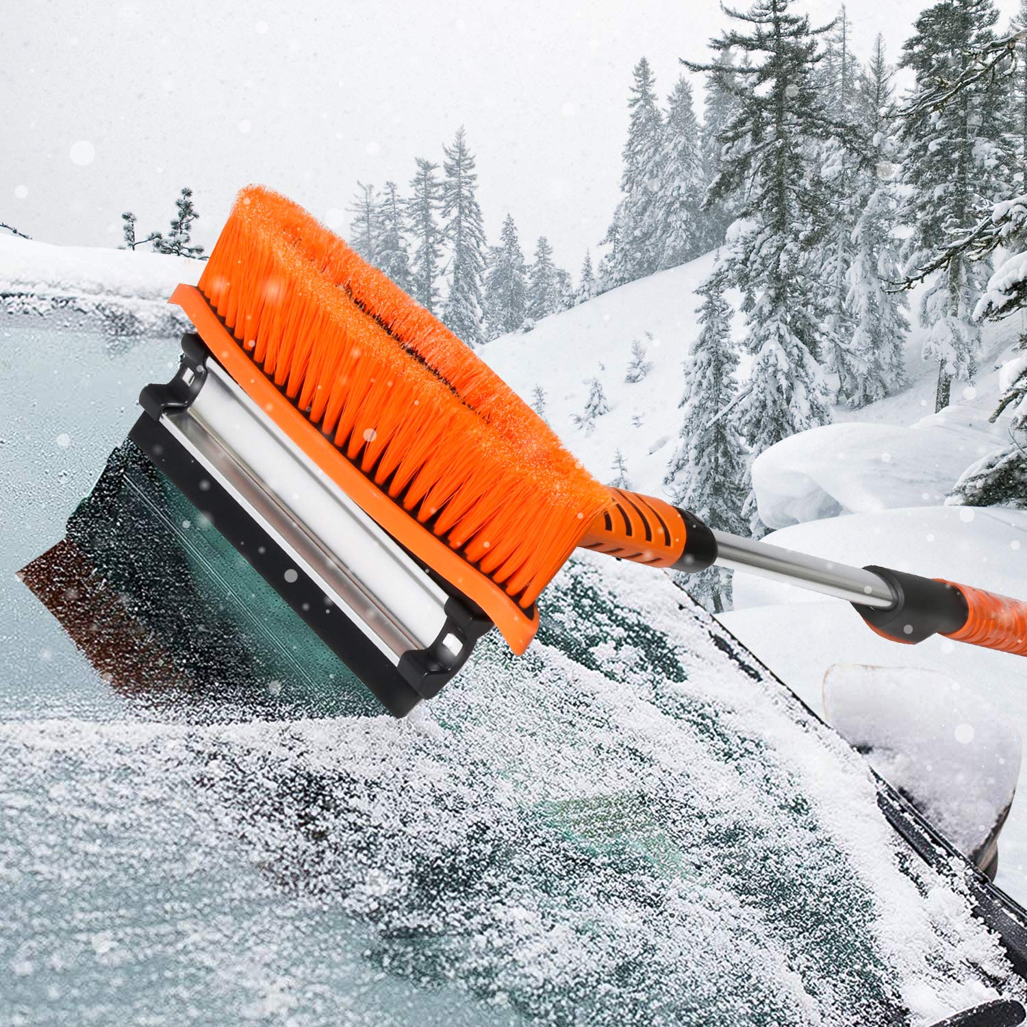 MATCEE Eiskratzer und Auto-Schneebürste für Windschutzscheiben-Schneekratzer mit Rakel, 104,1 cm, abnehmbar für Auto, SUV, Auto, LKW, Windschutzscheibe, Fenster