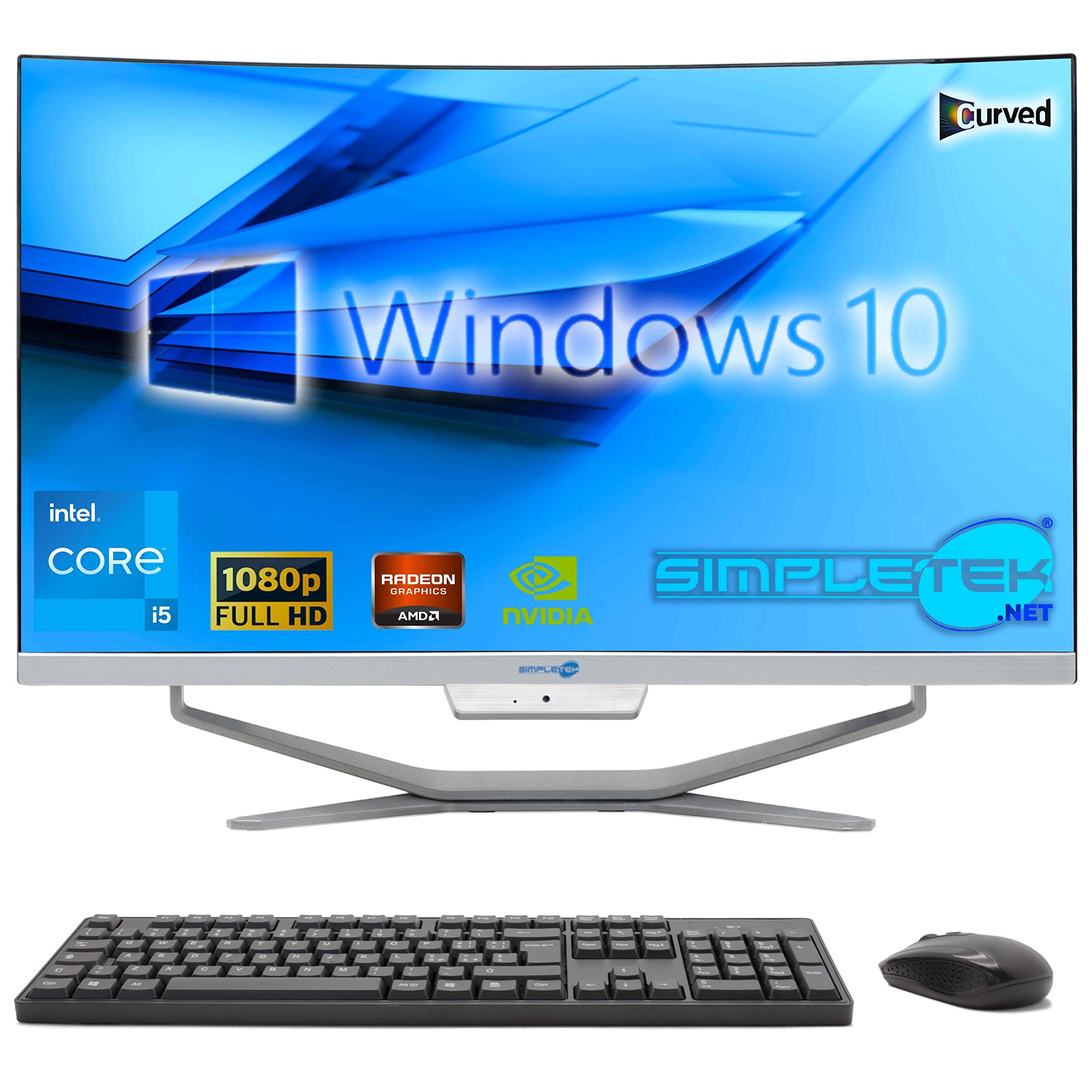 SIMPLETEK - All in One i5 10° Gen AiO 24" Windows 10 Pro 16GB RAM SSD 240GB con GPU GT730 4GB WiFi6 + BT 5.2 + Webcam | Ideale per Editing/Gaming