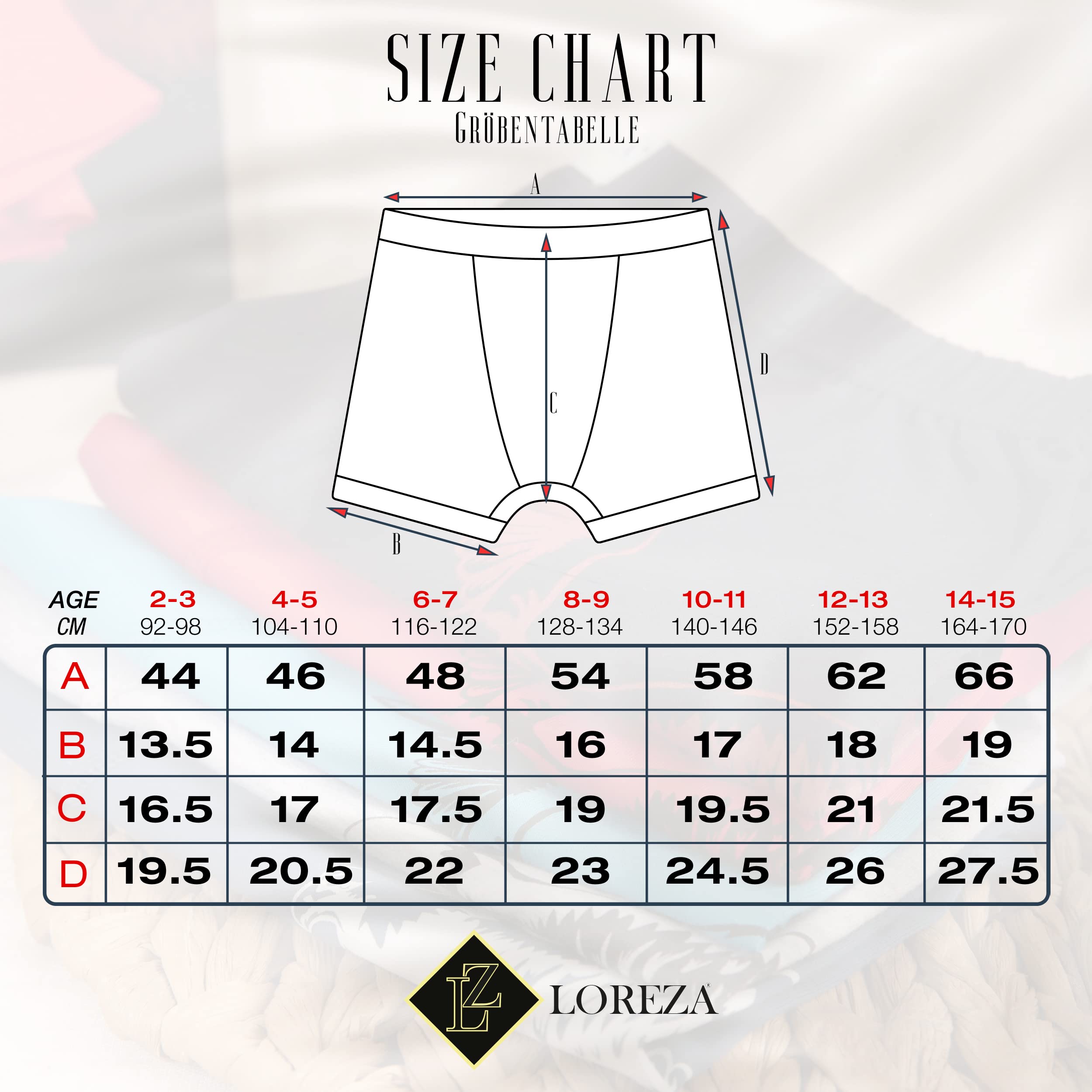 LOREZA ® 10 Calzoncillos bóxer Algodón para niño Ropa Interior Tallas de 2 a 15 años