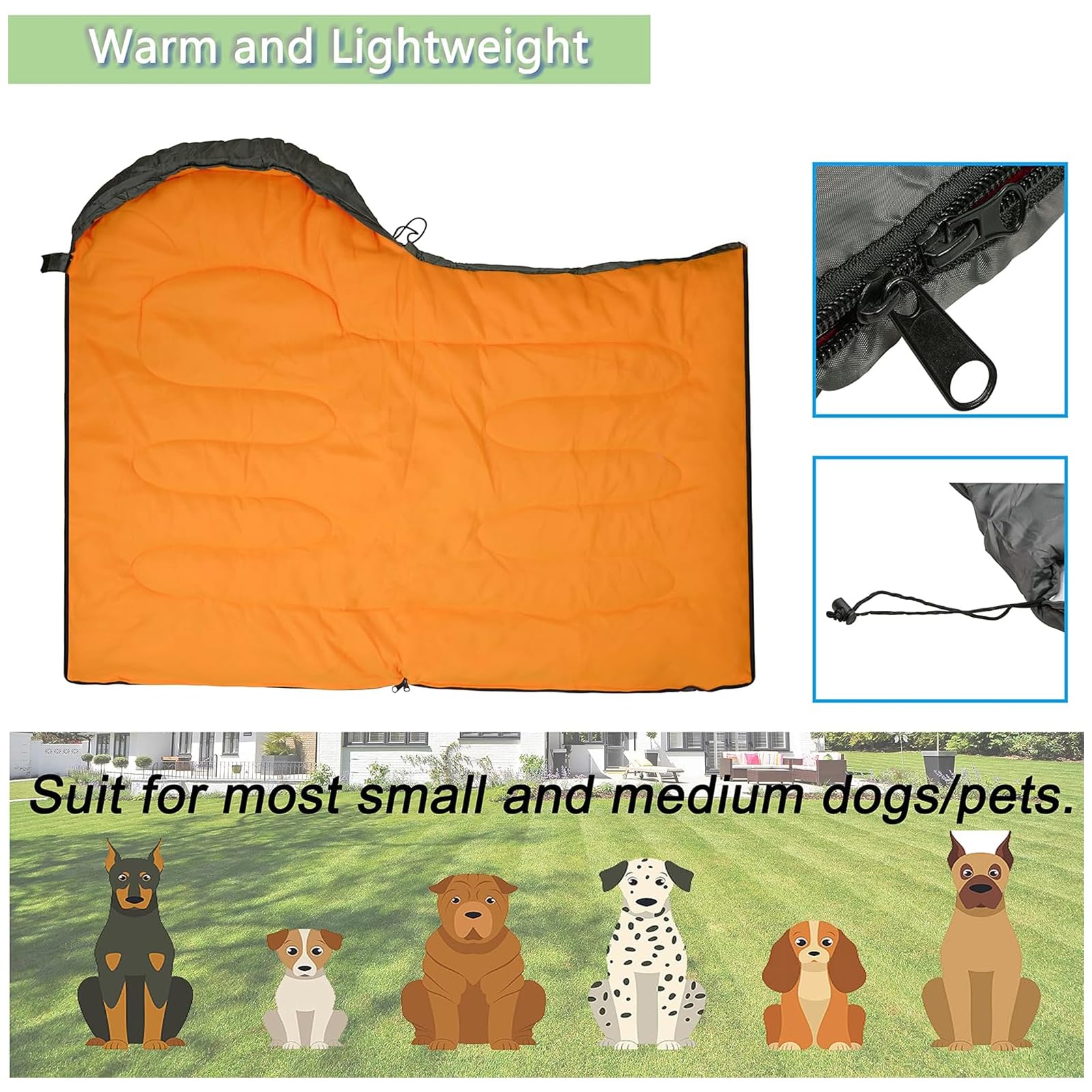 Hundeschlafsack Hundebett Warm Leichtgewicht Hundedecke für Haustier Katzen und Hunde ideal zum Camping Urlaub Wandern (Orange)