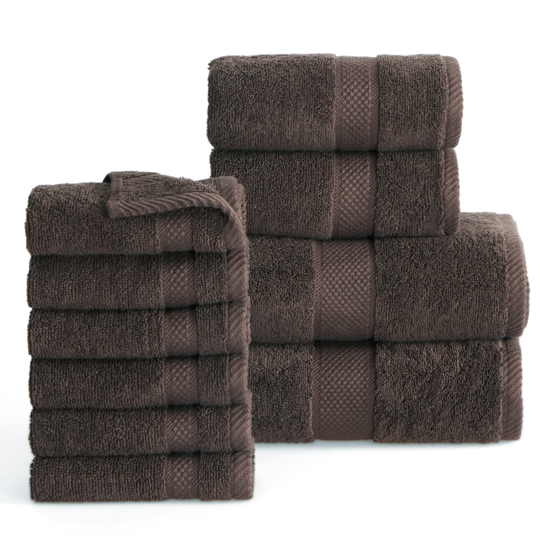 Bedsure Grey Bath Towels Set for Bathroom - 2 Bath Towels, 2 Hand Towels, 6 Washcloths, Cotton Hotel Quality Absorbent 10 Pack Bath Linen Towel Sets