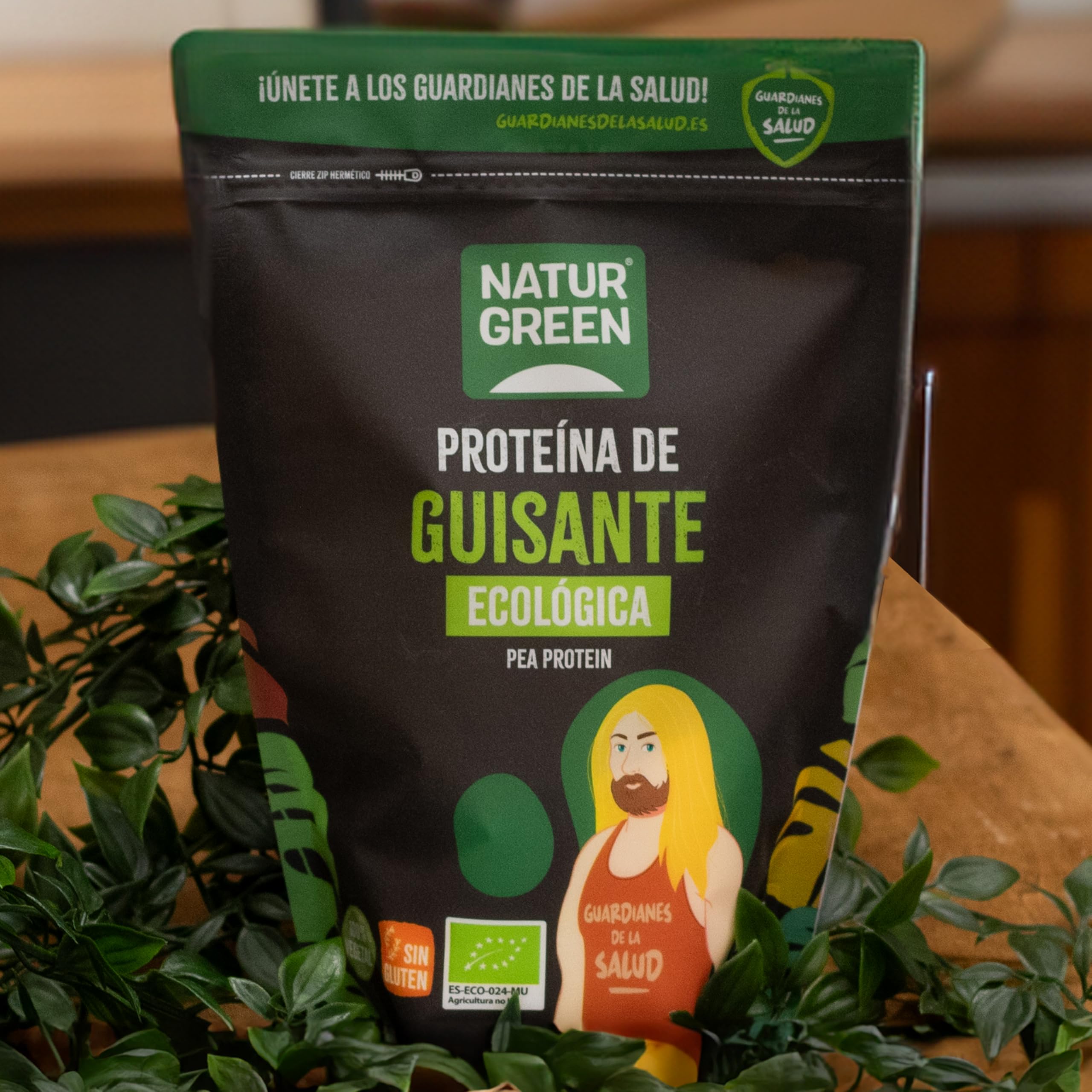 NaturGreen - Proteína de Guisante BIO, Concentrado de Proteína Ecológica, Superalimento, Polvo de Proteínas y Aminoácidos, 100% Vegano - Pack 10 Unidades de 400 g