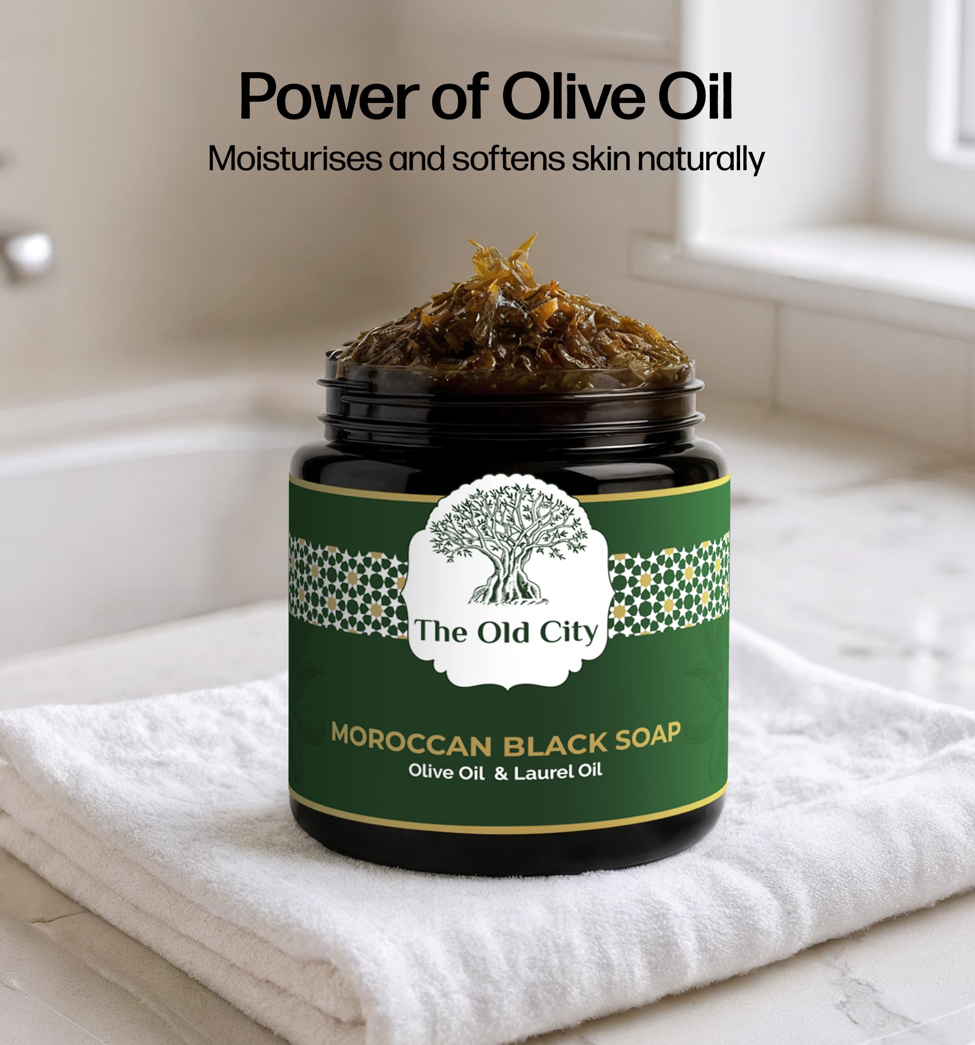 Moroccan Black Beldi Soap, Olive Oil & Laurel, Traditional Hammam Cleanser, Detoxifying & Moisturising, Vegan, Natural - Image 4
