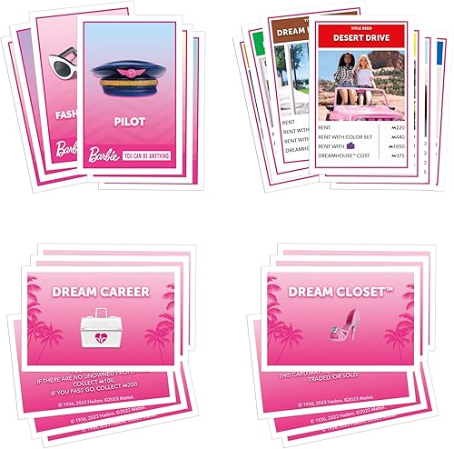Miniatura 12 de Monopoly: Barbie Edition - Juego de mesa para niños de 8 años en adelante, 2 a 6 jugadores, divertidos juegos familiares para niños y adultos, con 6