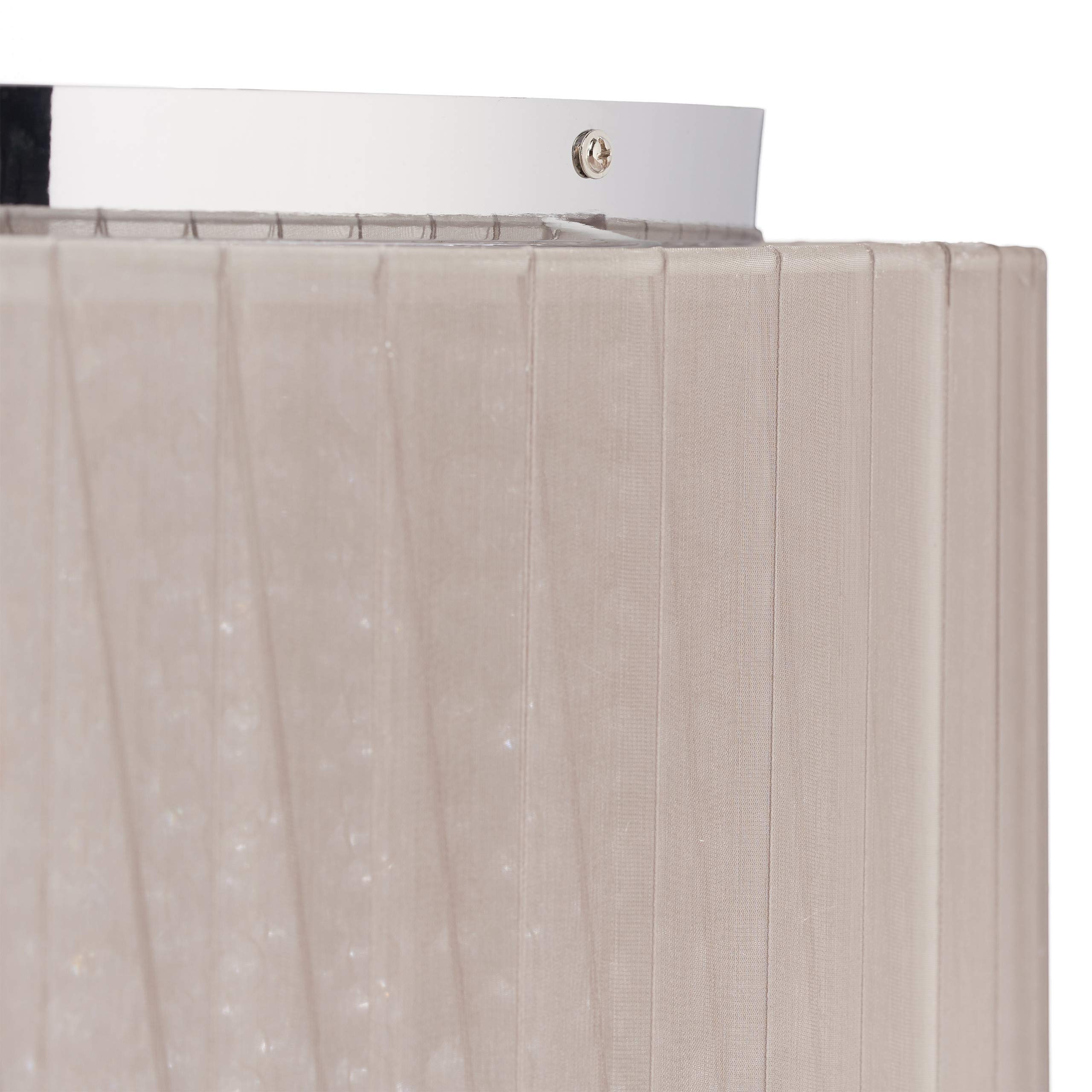 Relaxdays Deckenlampe Kristall, Lampenschirm aus Organza, G9-Fassung, 5-flammige Deckenleuchte, 39 x 39,5cm, grau/silber