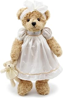 Oitscute 16 Inch Soft Plush Teddy Bear Stuffed Animal - Cute Retro White Lace Dress for Girls & Women