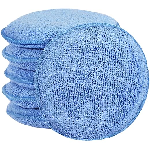 Microfiber Wax Applicator Pads, Car Wax Applicator, Buffing & Detail Polishing Foam Pads for Car Cleaning and Fine Polishing (5" Diameter, 6 Pack)…