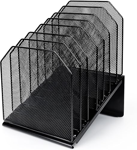Organizador de archivos inclinado para escritorio, carpeta de archivos vertical de 7 secciones, organizador de escritorio de oficina, estante de