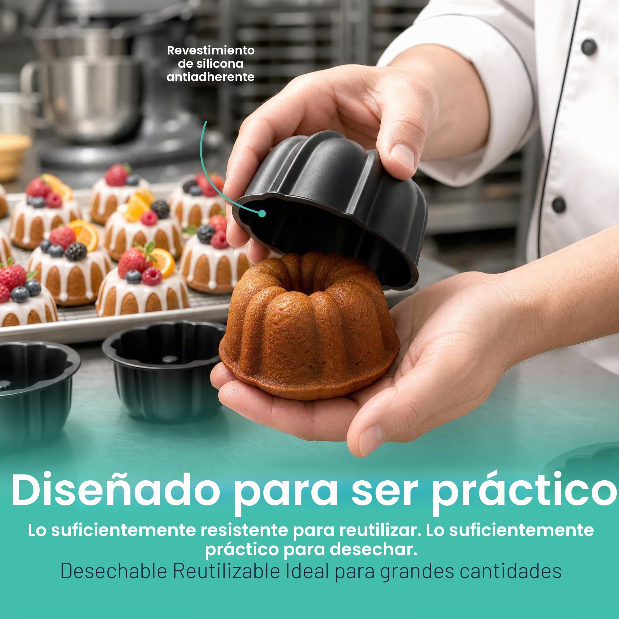 O'Creme Mini moldes de plástico para hornear flan – Molde para hornear con silicona antiadherente – Moldes reutilizables antiadherentes para hornear y mucho más – Paquete de 25 unidades