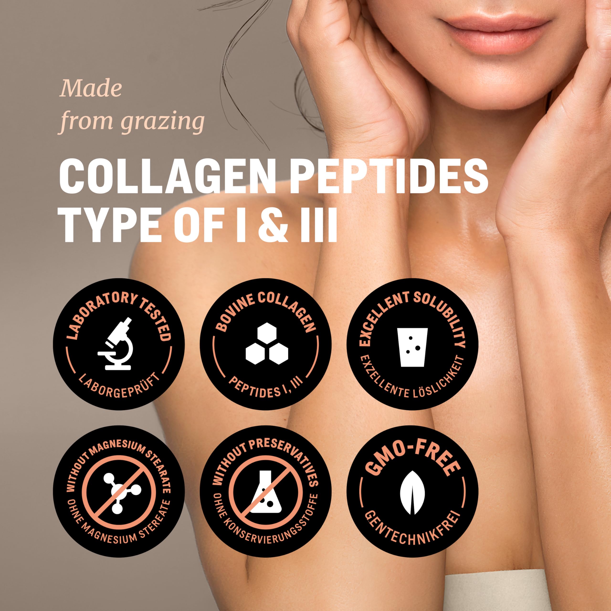 WoldoHealth Collagène Poudre 500g Bovin Hydrolysé - Protéine Neutre Peptides Type 1 & 3 pour Café & Shakes
