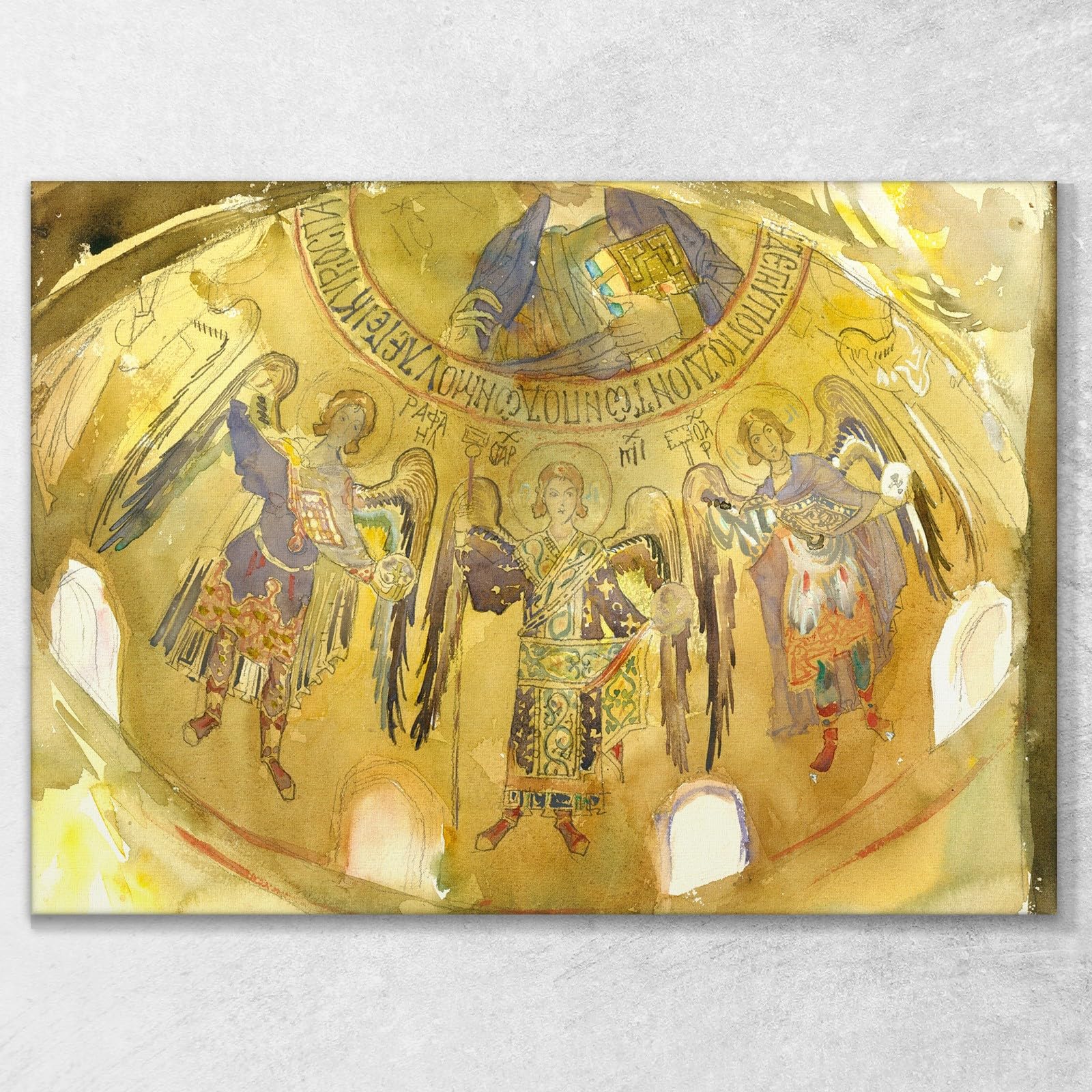 Angeli Mosaico Cappella Palatina Palermo John Singer Sargent, jss16 Quadro Stampato su Tela, 50x70 cm
