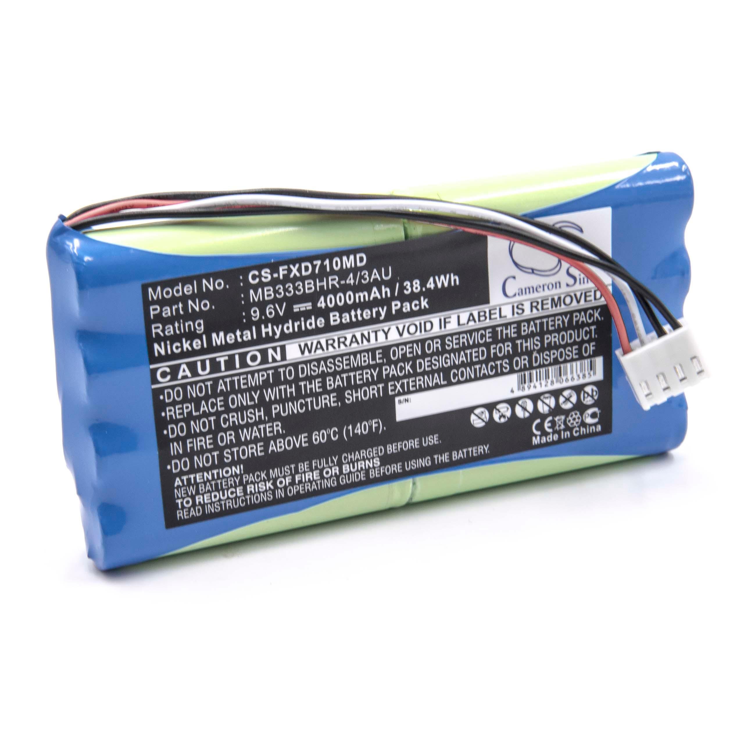 vhbw batteria compatibile con Fukuda CardiMax FX-8200, FX-7402 strumentazione medica (4000mAh, 9,6V, NiMH)