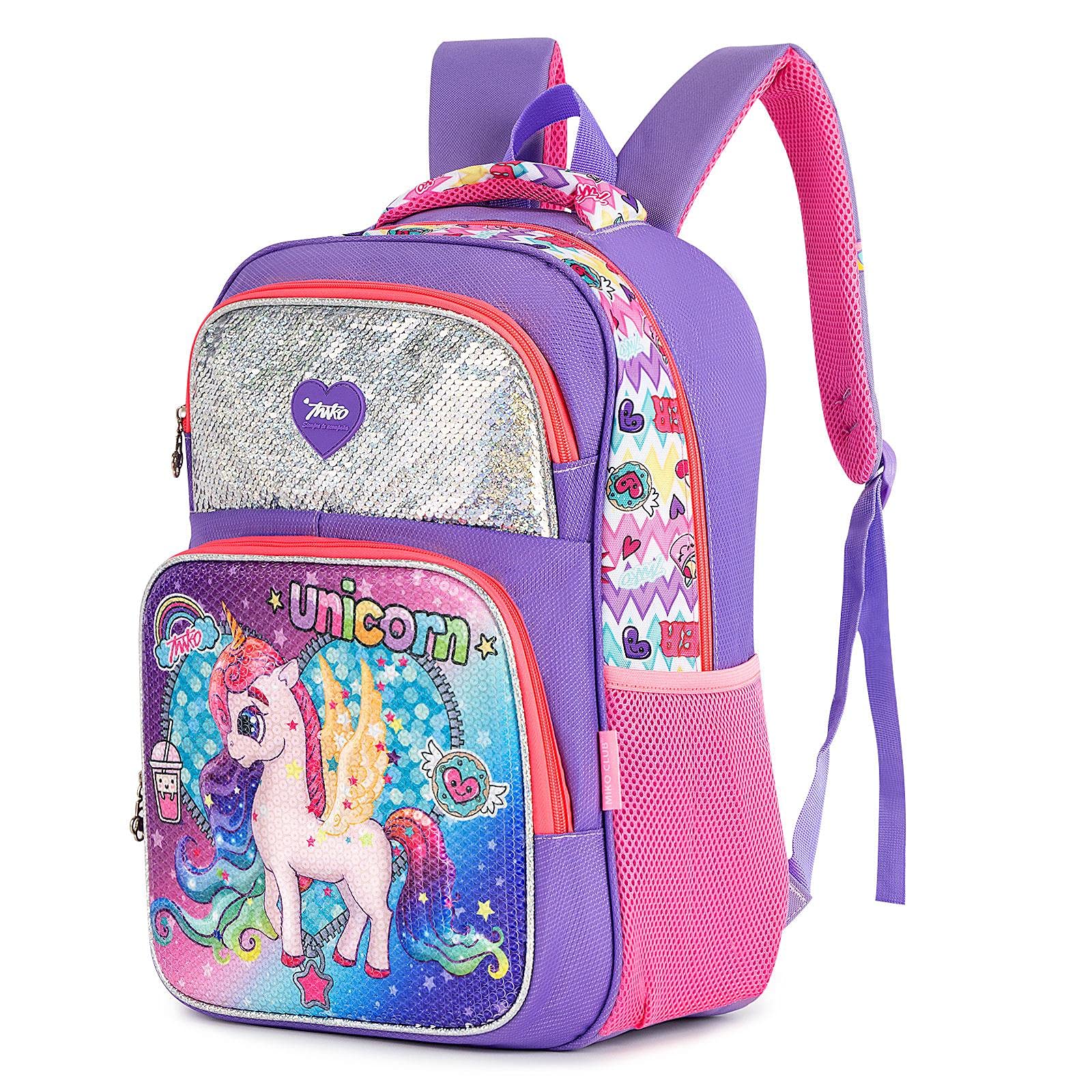 Zaino per Bambini Zaini Unicorn per Ragazze Glitter Paillettes Carino Borsa Scuola
