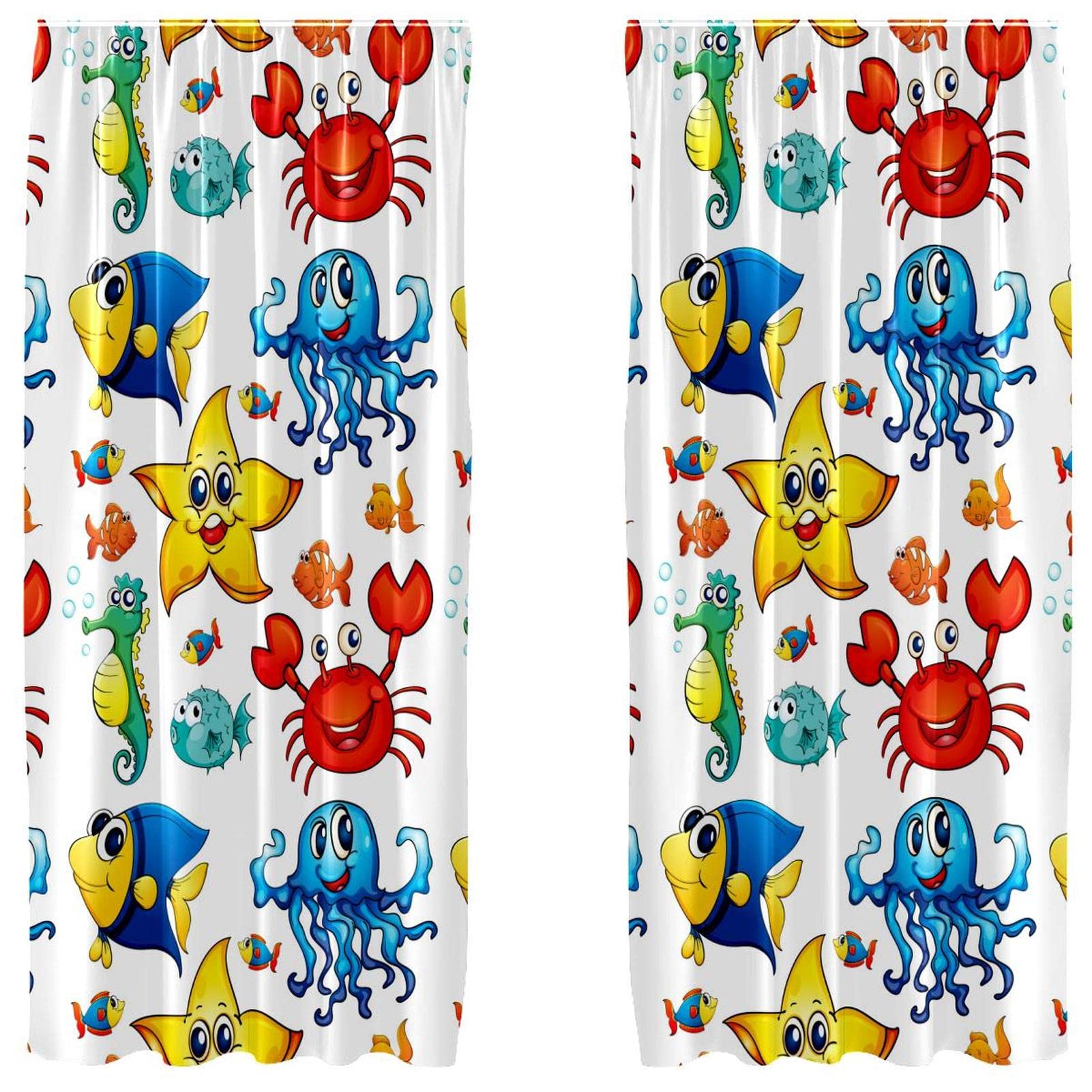 Cortinas opacas de animales del mar de dibujos animados en formato 55 x 8