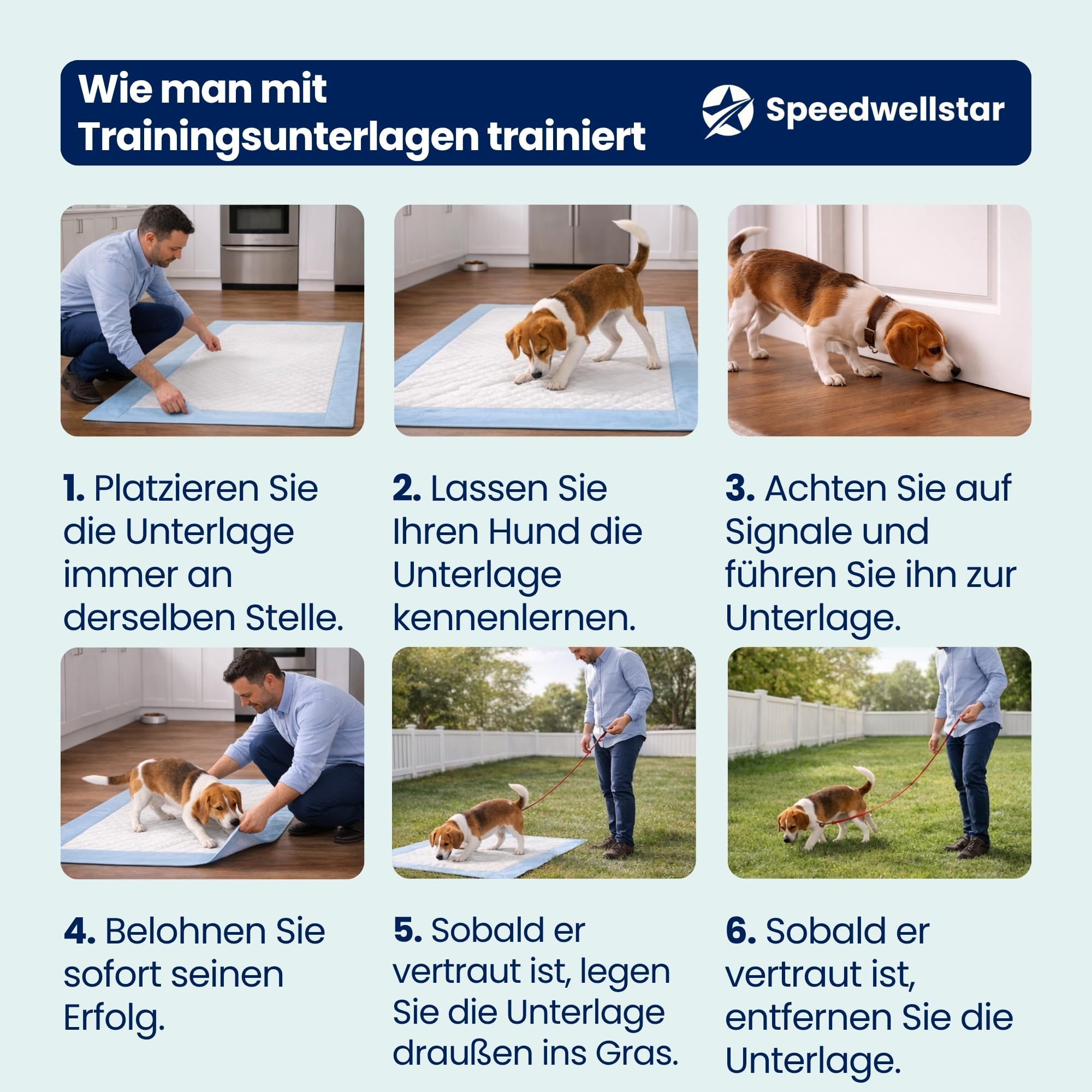 Speedwellstar Extra große Welpen- und Hundetrainingsunterlagen, 150 x 80 cm, 2300 ml, Auslaufsicher, Schnell trocknend & rutschfest, Toiletten- und Trainingspads für Hunde und Haustiere – 20 Stück
