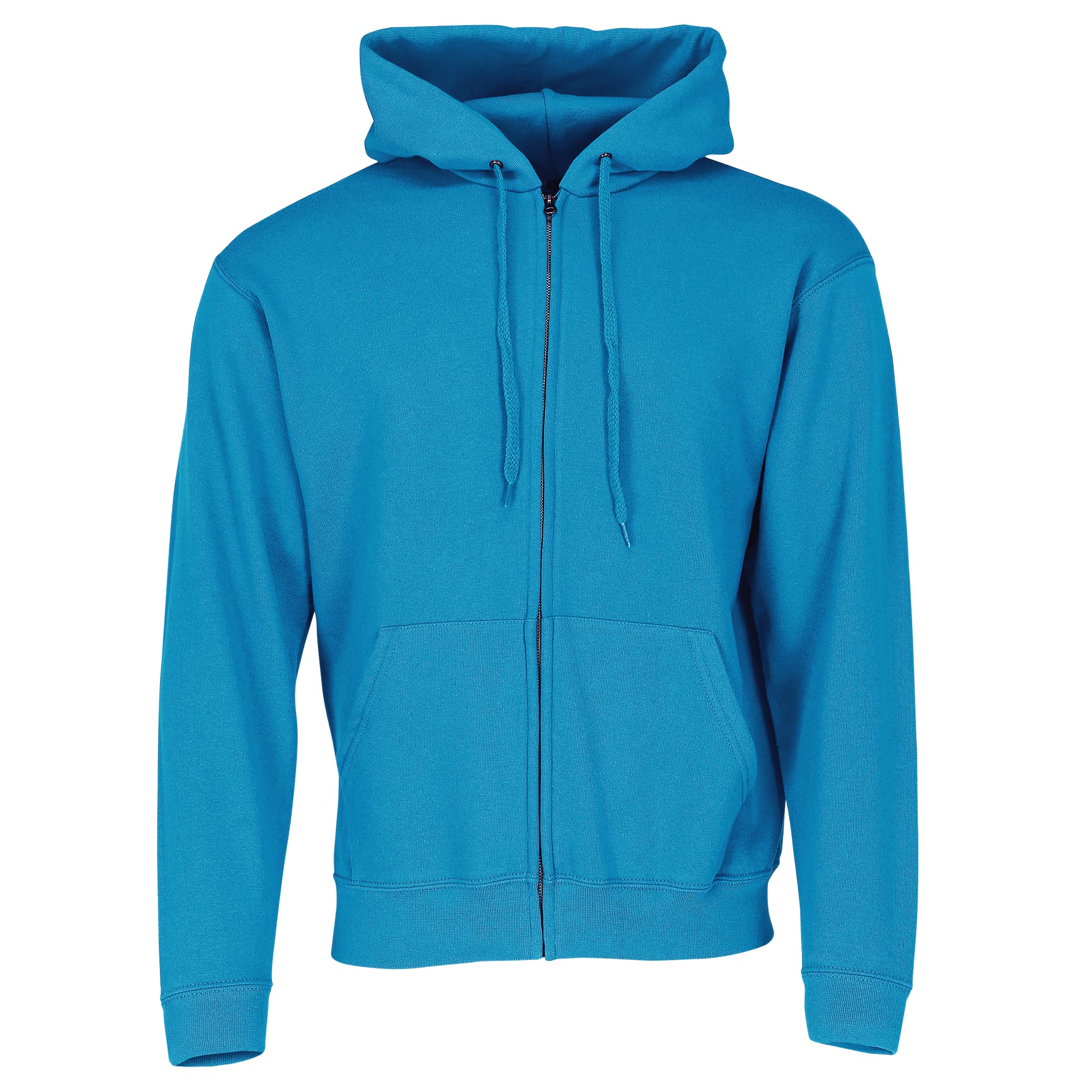Fruit Of The Loom Men's Azure Blue Zip Front Classic Hooded Jacket,Blue (Azure),Manufacturer Size:small