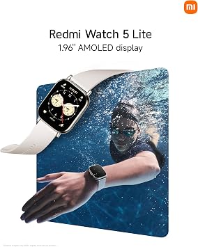 XIAOMI Redmi Watch 5 Lite Global 1.96 Amoled Up to 18 Days Battery GNSS Dual Mic 150+ Workout Modes 5ATM Water Resistance Heart Rate Sensor (Black)