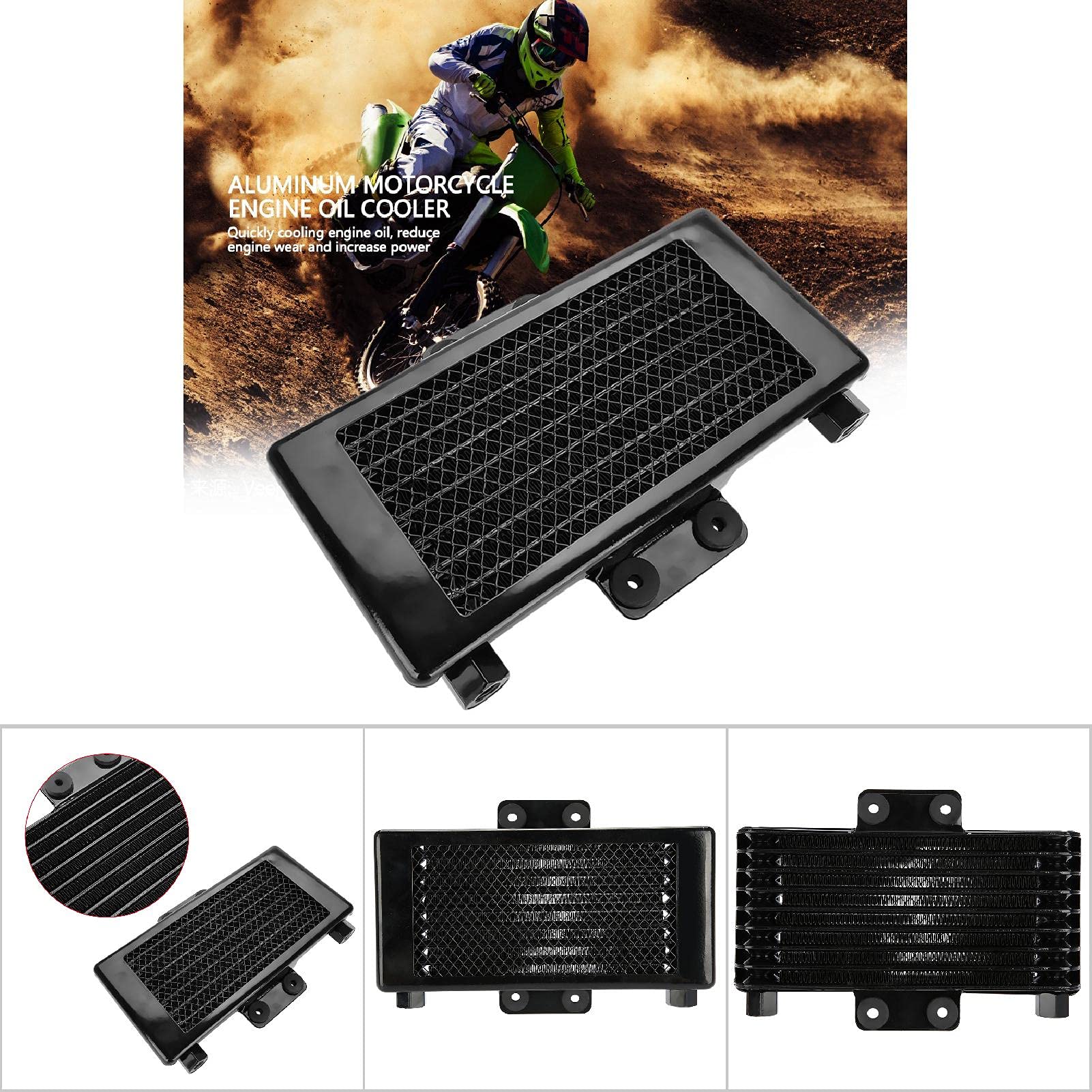 Radiatore Olio Motore Universale da 125 ml in Alluminio per Moto 125CC - 250CC, Raffreddamento Rapido Olio Motore, Compatibile con Dirt Bike e Pit Bike (Nera)