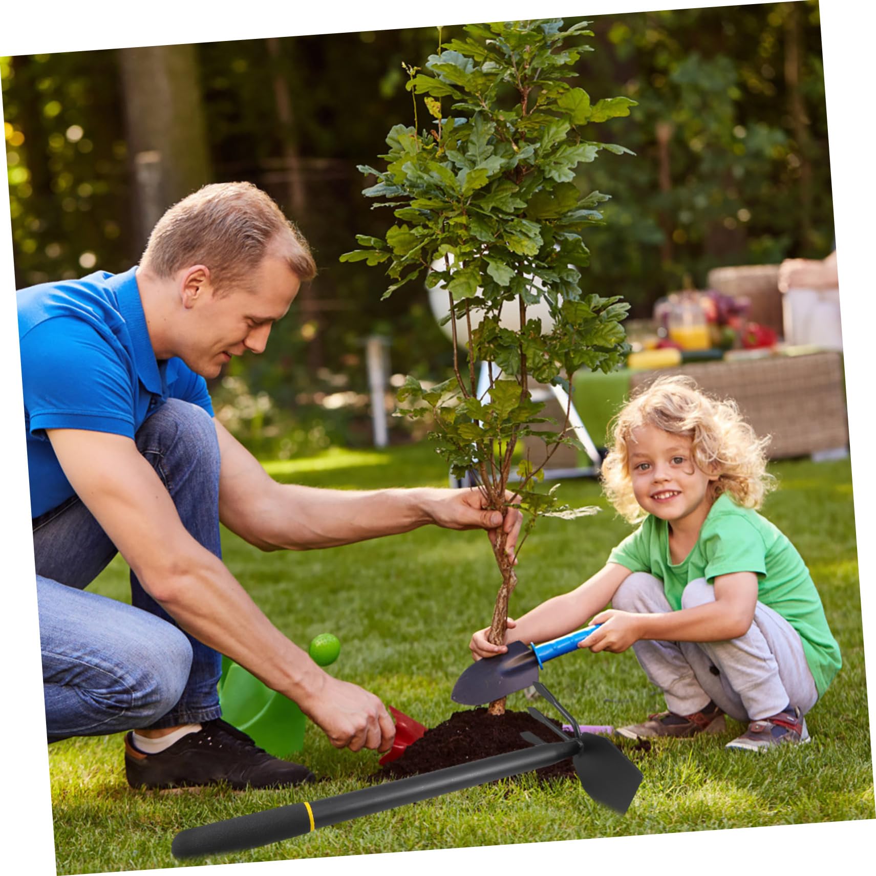 SOIMISS Azada de Dos Cabezas para Jardinería, Herramienta de Excavación Ergonómica y Duradera, Adecuado para Escardar y Plantar en Jardín o Huerto