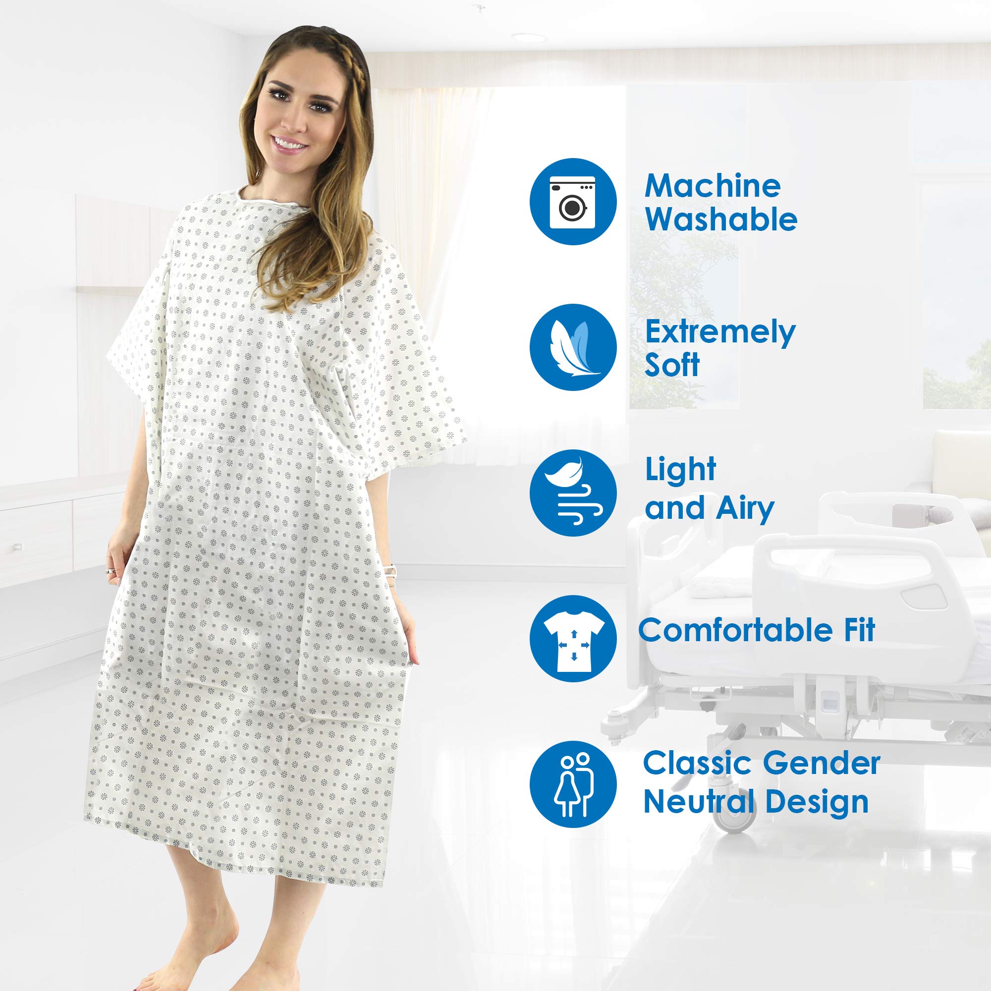 Buy Hospital Gown (6 Pack) Cotton Blend , Useful, Fashionable Patient