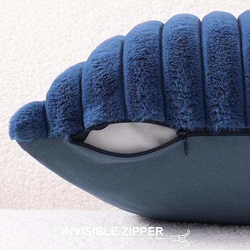 Miniatura 3 de Pallene - Juego de 2 fundas de almohada lumbar afelpadas de piel sintética de 12 x 20 pulgadas, fundas decorativas de lujo, suaves y mullidas a