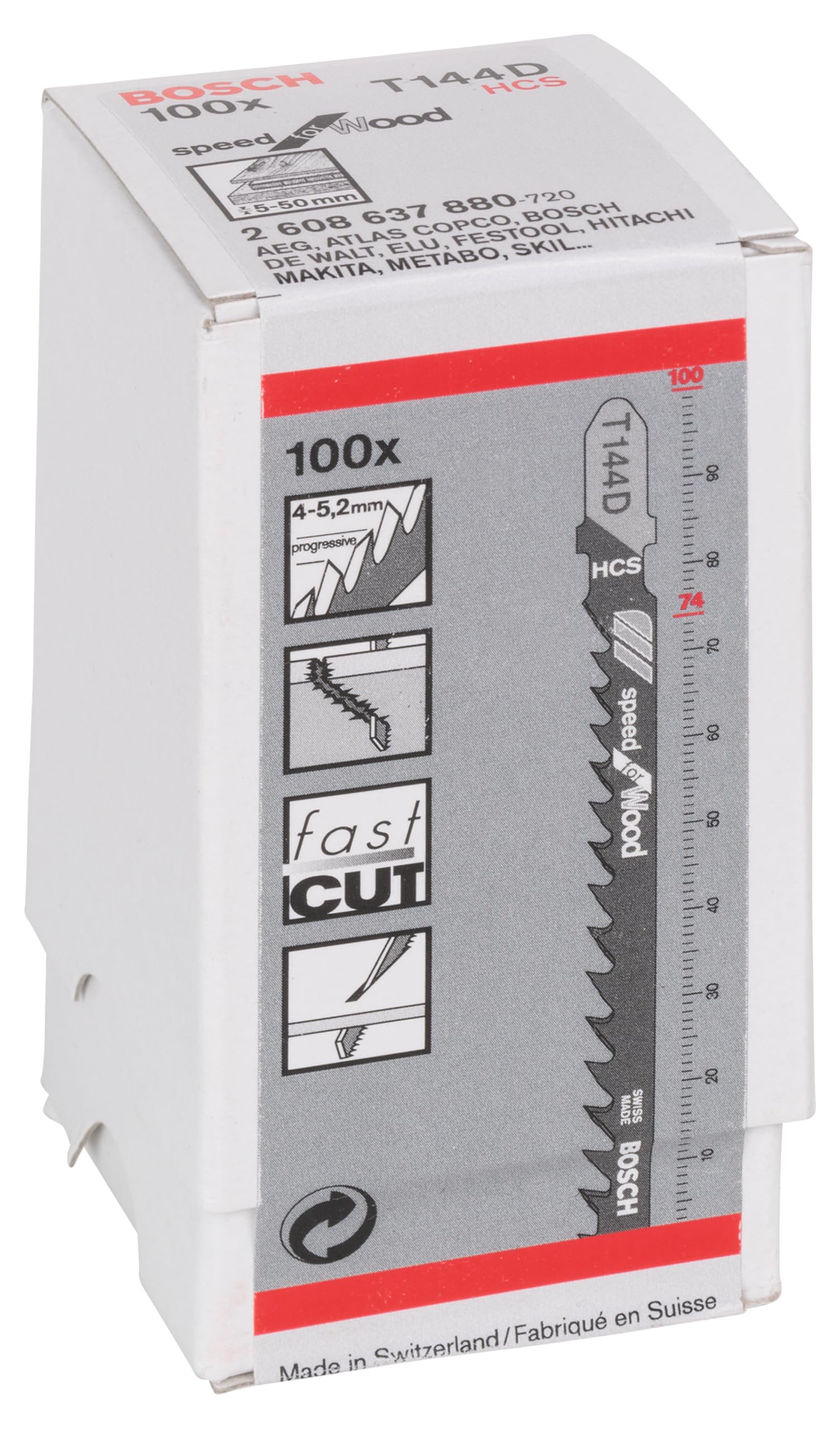 Bosch Professional 100 x Hojas de sierra de calar T 144 D Speed for Wood (para Madera blanda, corte recto, accesorios Sierra de calar)
