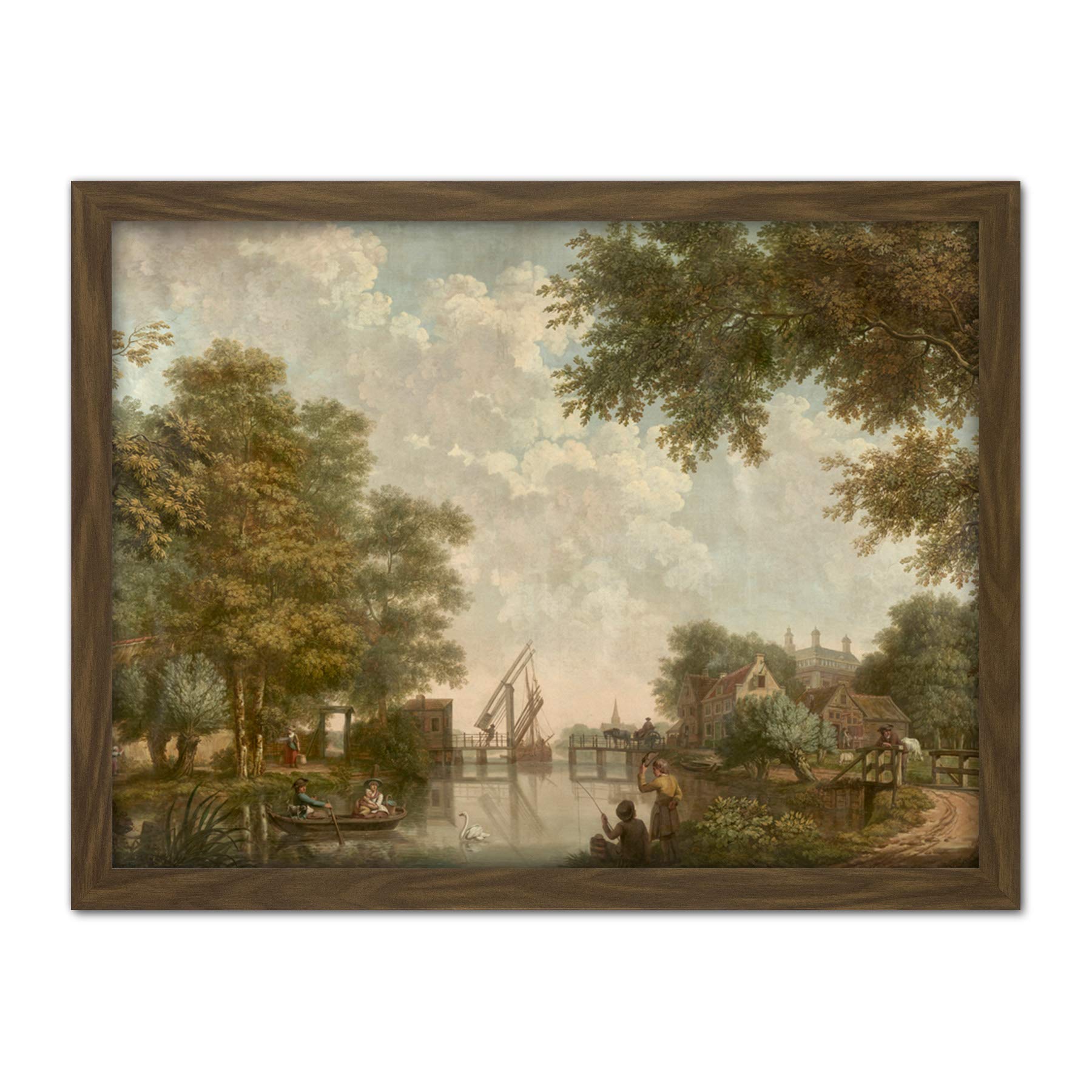 Artery8 Andriessen Dutch Landscape River Trees Painting Artwork Framed Wall Art Print 18X24 Inch