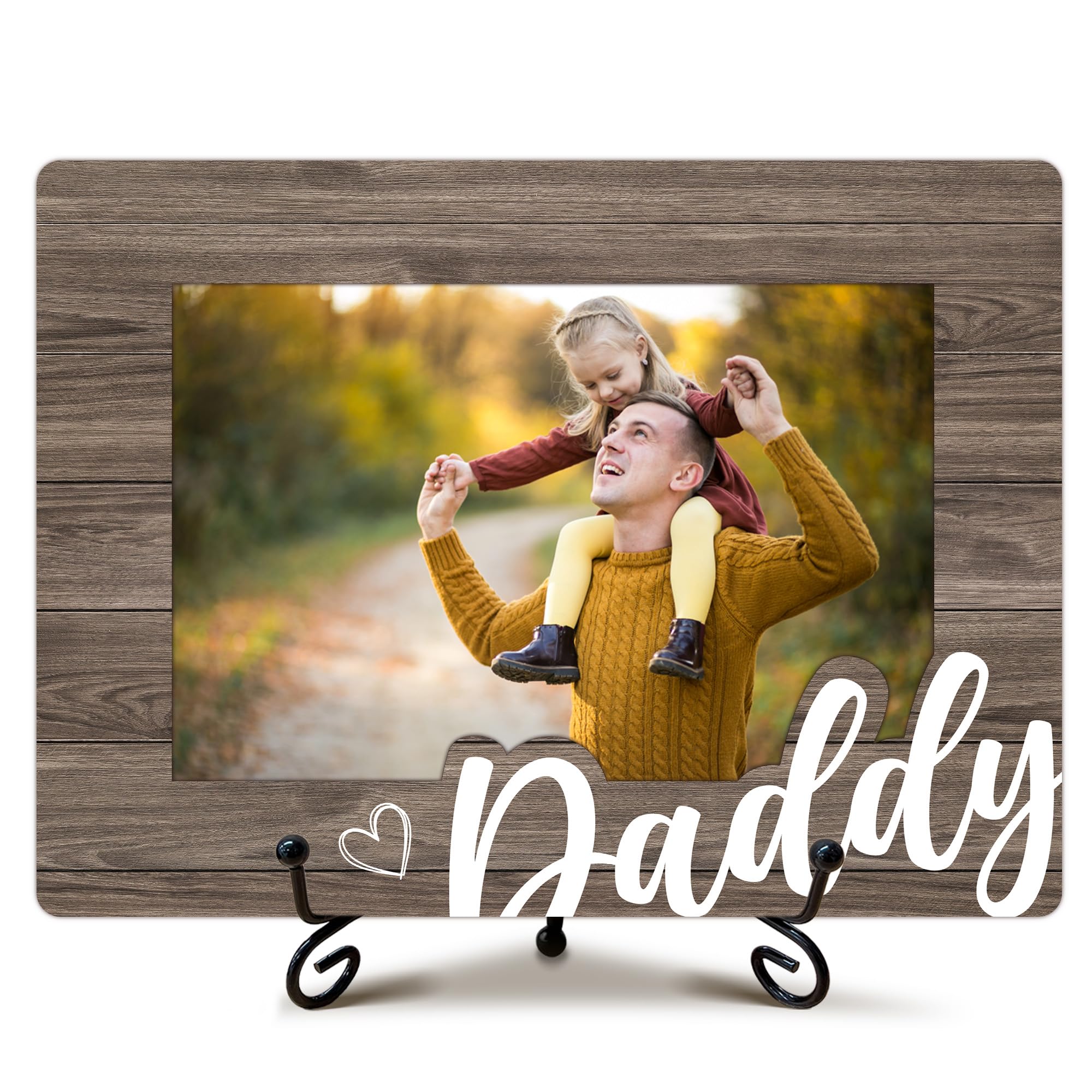 RPLCSPC Photo Frame for Daddy, Dad Picture Frame, Wood Picture Frame Birthday Gifts for Dad from Son, Father's Day Thaksgiving Gift for Father,