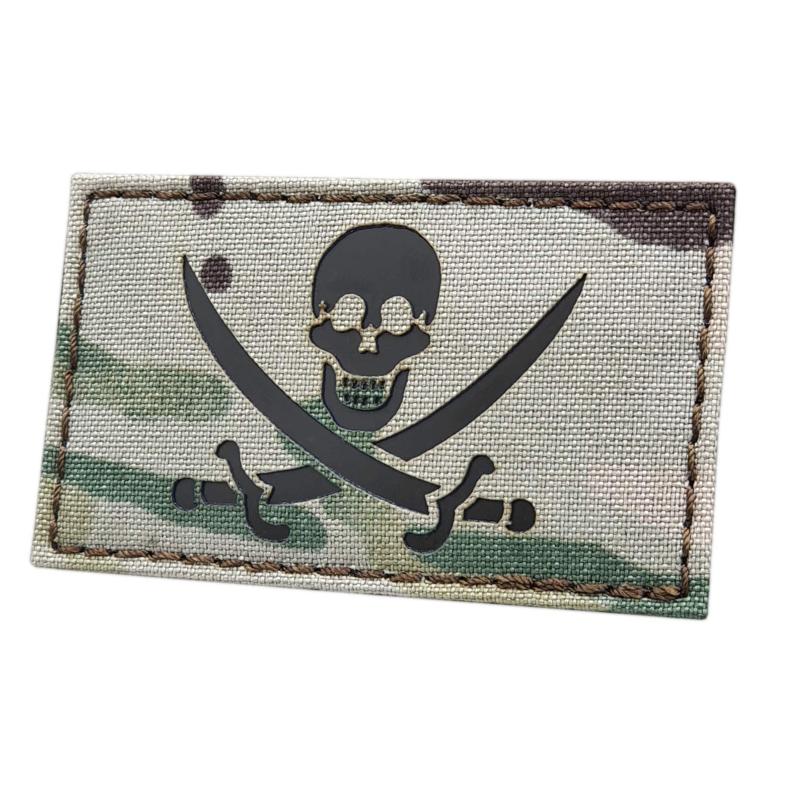 Tactical Freaky IR Multicam Jolly Roger Calico Jack Pirate Jack Rackham Morale Touch Fastener Patch