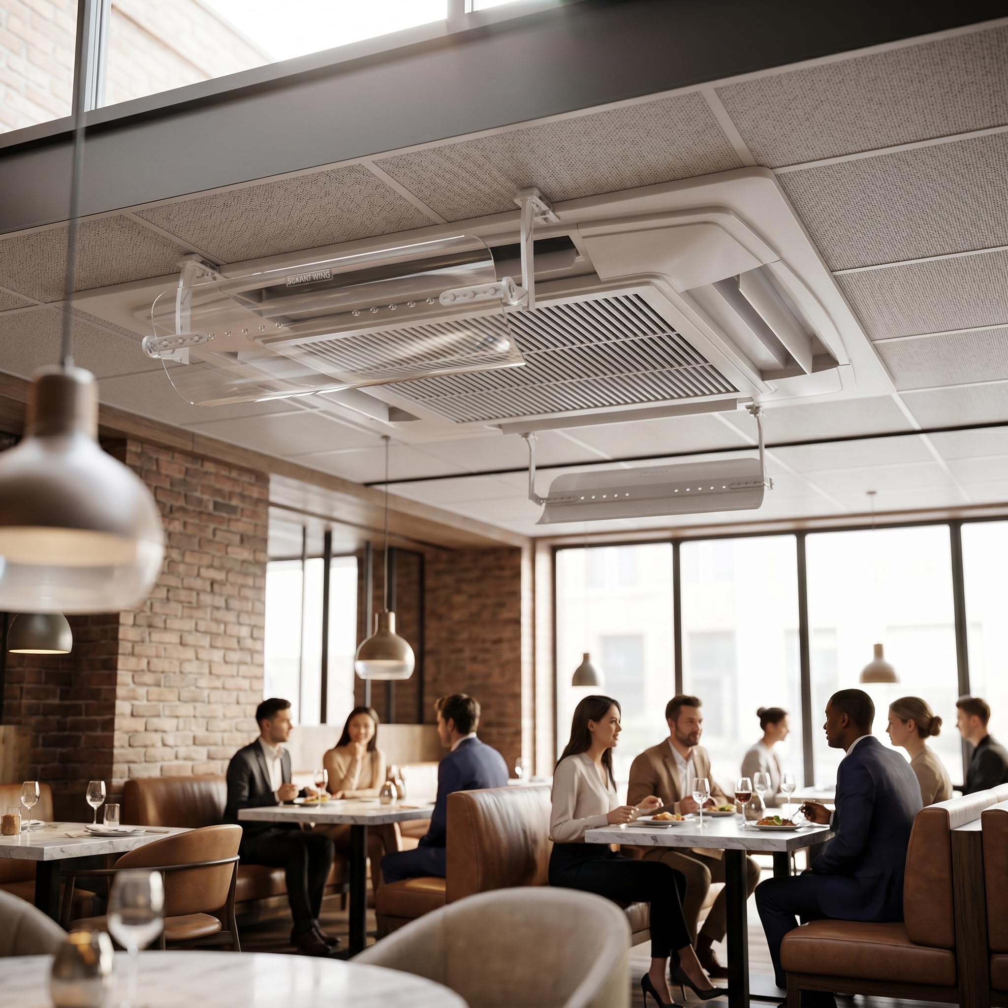 Deflettore di ventilazione per condizionatore d'aria a soffitto | confezione da 2 alette trasparenti fino a 60 cm (unità non inclusa)
