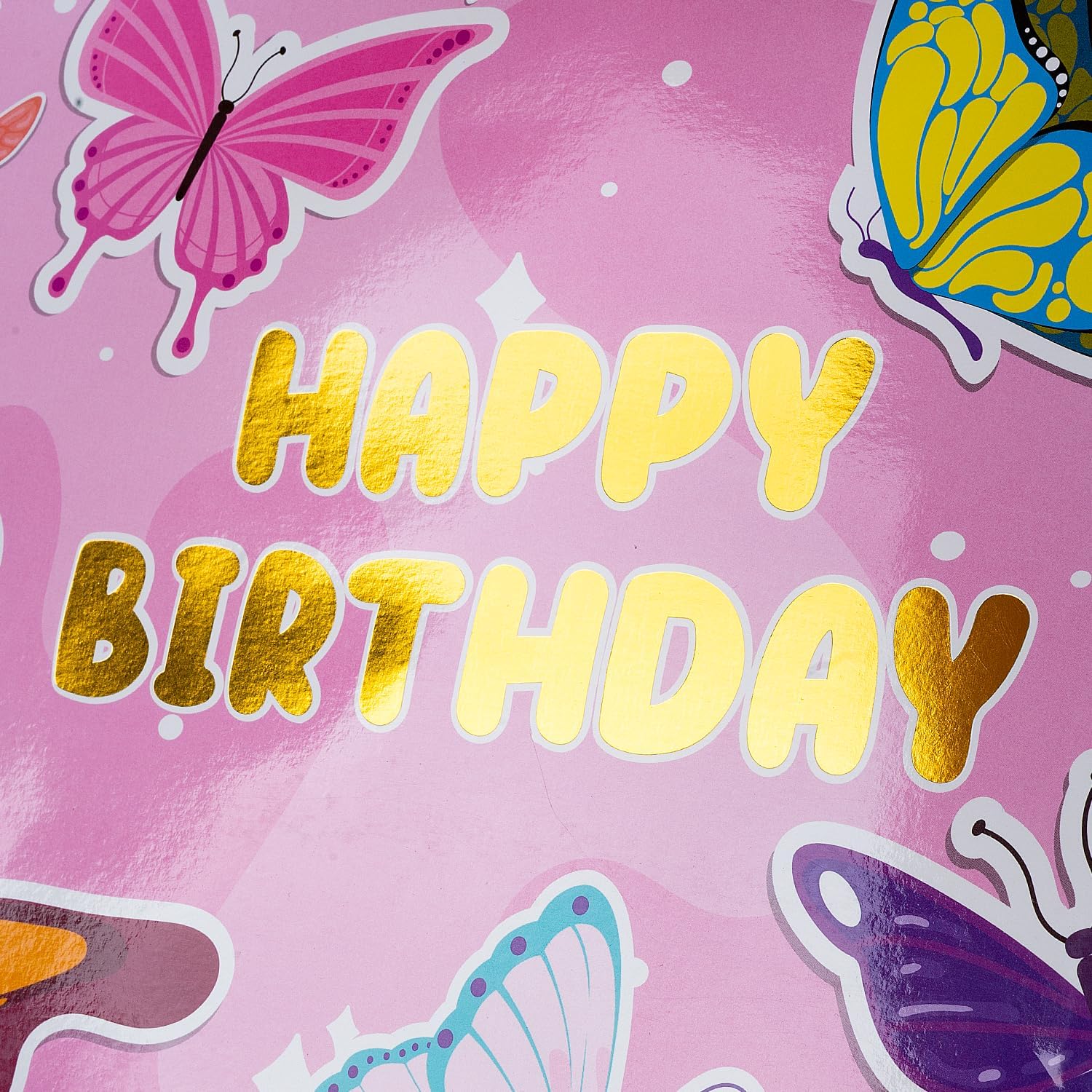 Jaywayang 12.6" Large Pink Butterfly Happy Birthday Gift Bag with Tissue Paper and Card for Women Girls. - Image 3