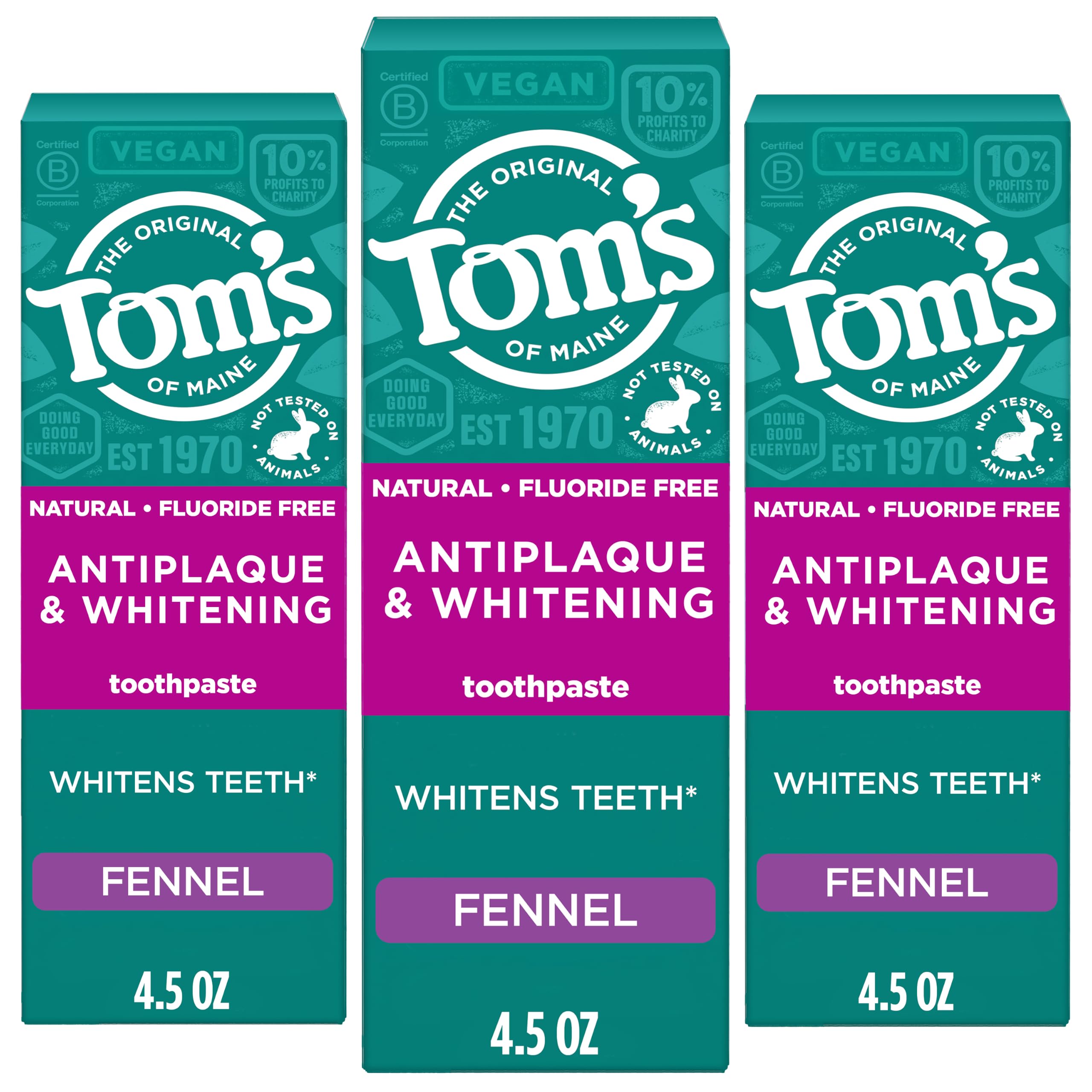 Tom's of Maine Fennel Antiplaque and Whitening Toothpaste 3-pack