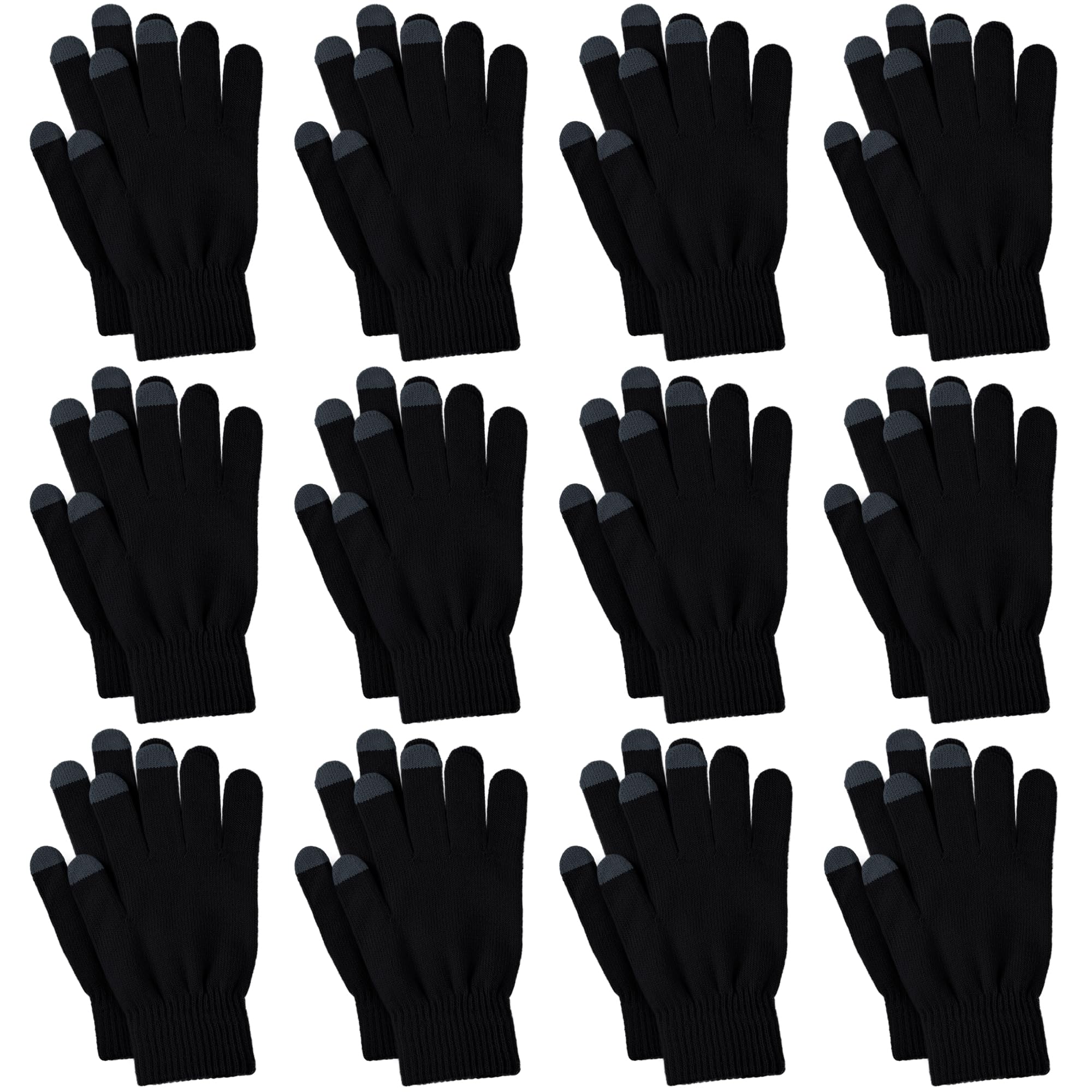 Glooarm Lot de 12 paires de gants d'hiver avec doigts tactiles pour homme et femme - Gants magiques d'hiver en tricot en vrac