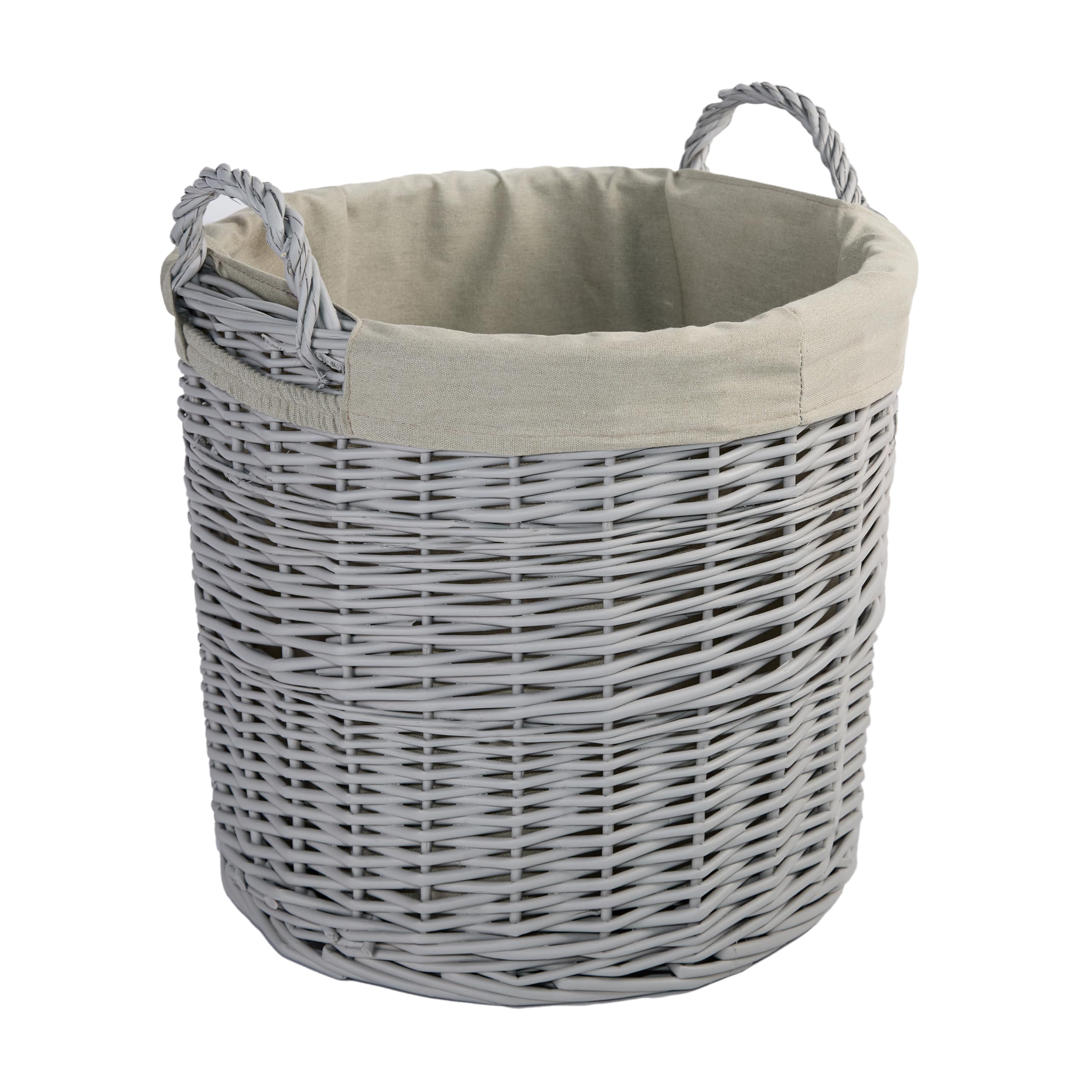Wickerfield Round Wicker Laundry Basket with Lining, Large Storage