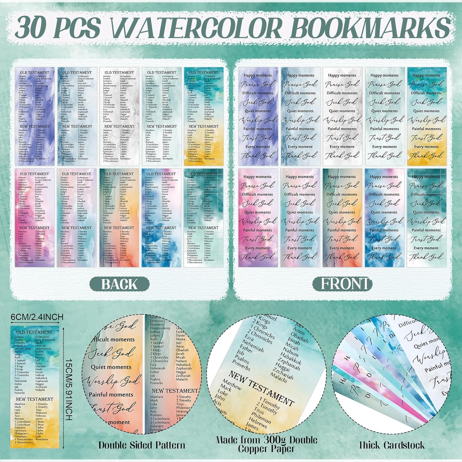 Gueevin 30 Sets Christian Gifts Bulk for Woman Bible Verses Ballpoint Pens Bookmark Religious Compact Mirrors for Valentine's Day Mother Teacher Christmas Sunday School Study(Watercolor Style) - Image 4