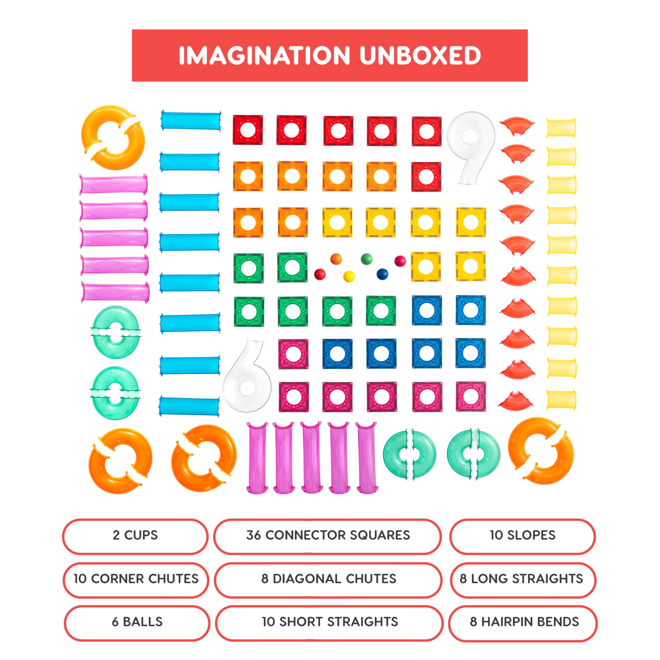Bloques de construcción magnéticos, juego de 98 piezas de pista de bolas para niños y niñas, juguetes educativos creativos STEM bloques de construcción para niños a partir de 5 años