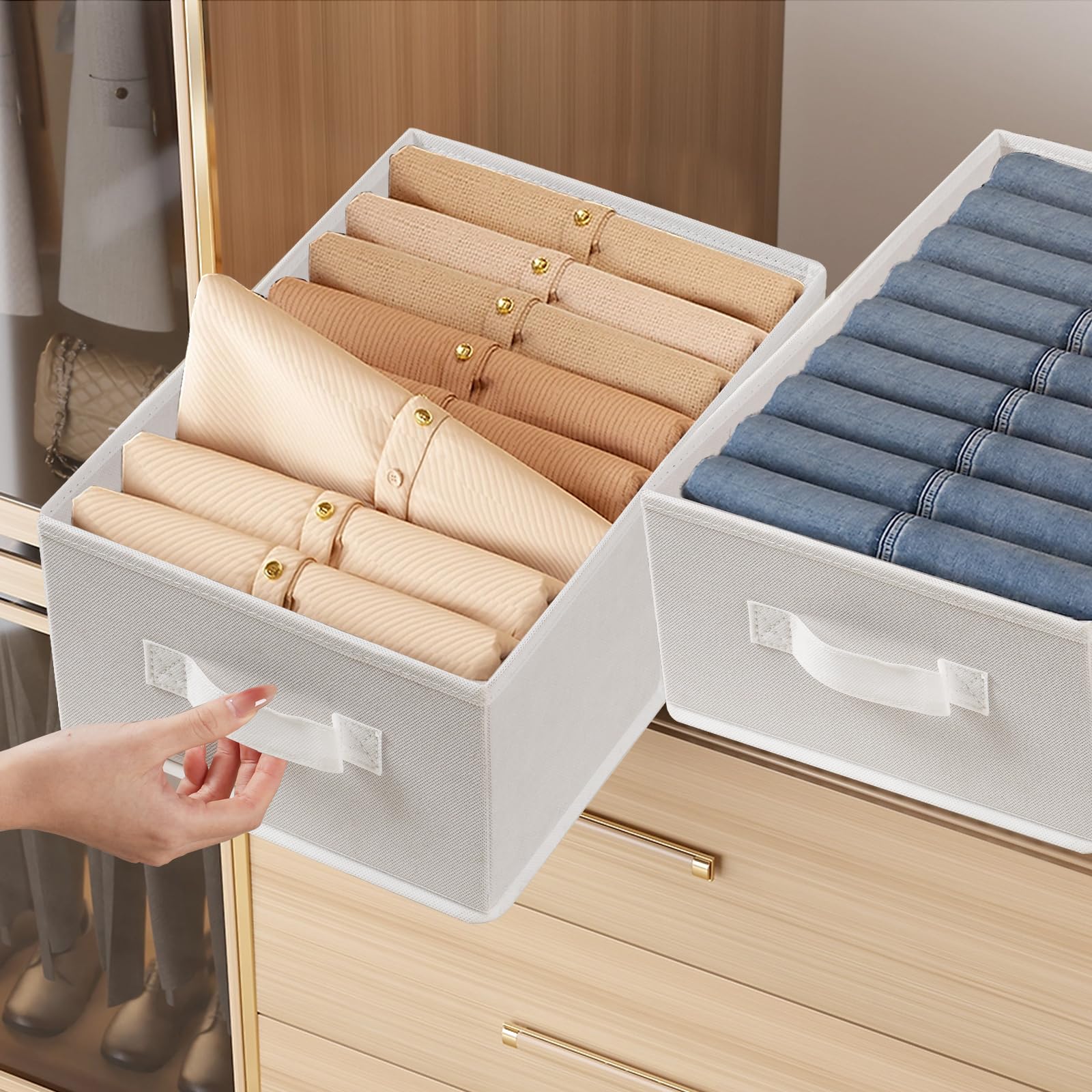 JAKAGO Wardrobe Storage Organiser 4 Pack,Foldable Superior Clothes Drawer Organisers 39 x 29 x 14 cm - Image 2