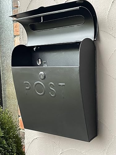 Miniatura 2 de NACH Buzón negro con bloqueo de pared, buzones negros europeos duraderos para exteriores, cuenta con agujeros preperforados para una fácil