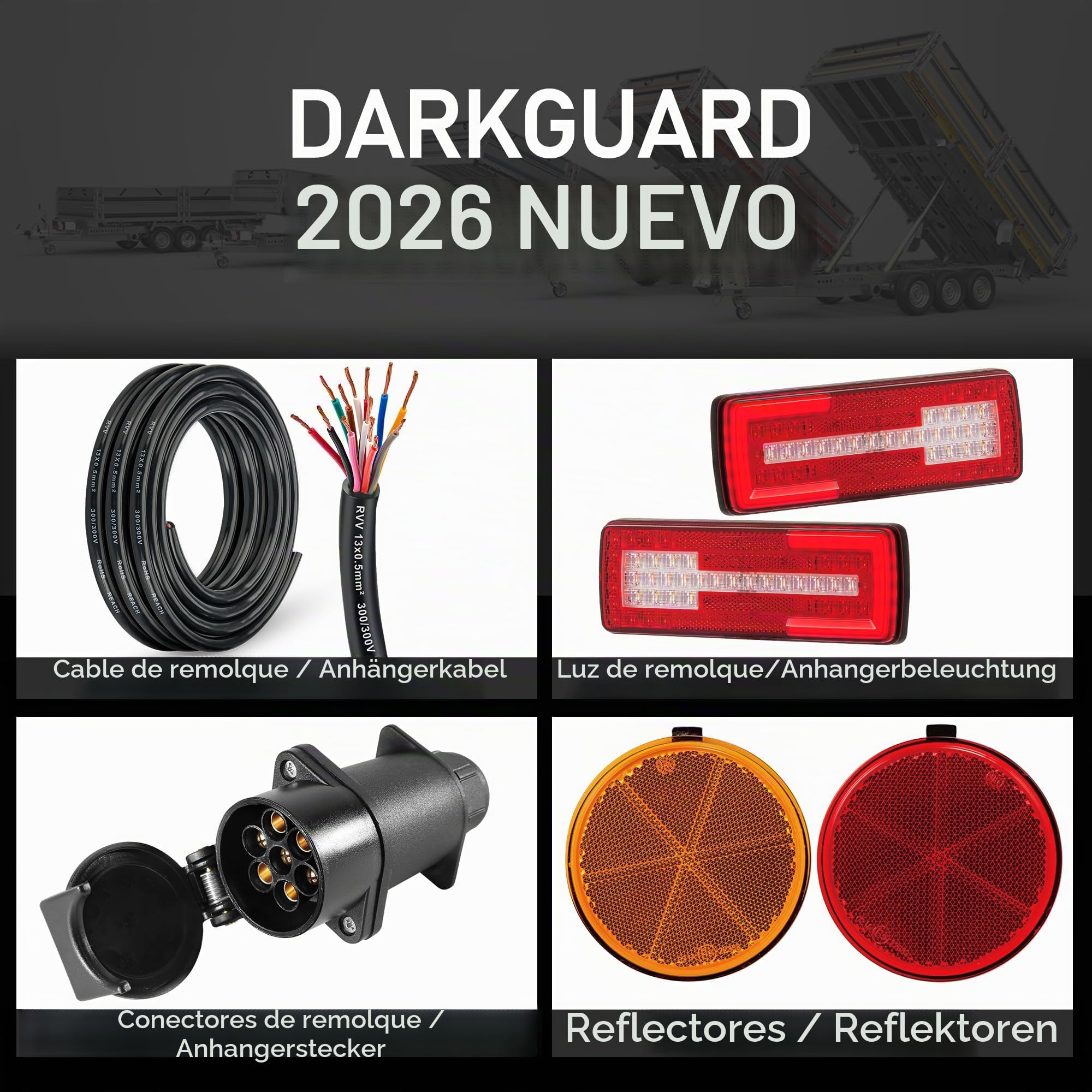 2x Luces Traseras LED para Remolque 12V/24V, Pilotos Traseros de Remolque 6 Funciones Freno Antiniebla Marcha Atrás, IP67 Impermeable Homologadas E9 para Camiones, Caravanas, Tractores