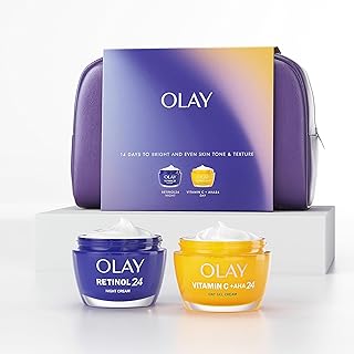 Olay Skincare Gift Set: Vitamin C Face Moisturiser + Retinol 24 Night Cream, Skin Care Make Up Bag For Women With Niacinam...