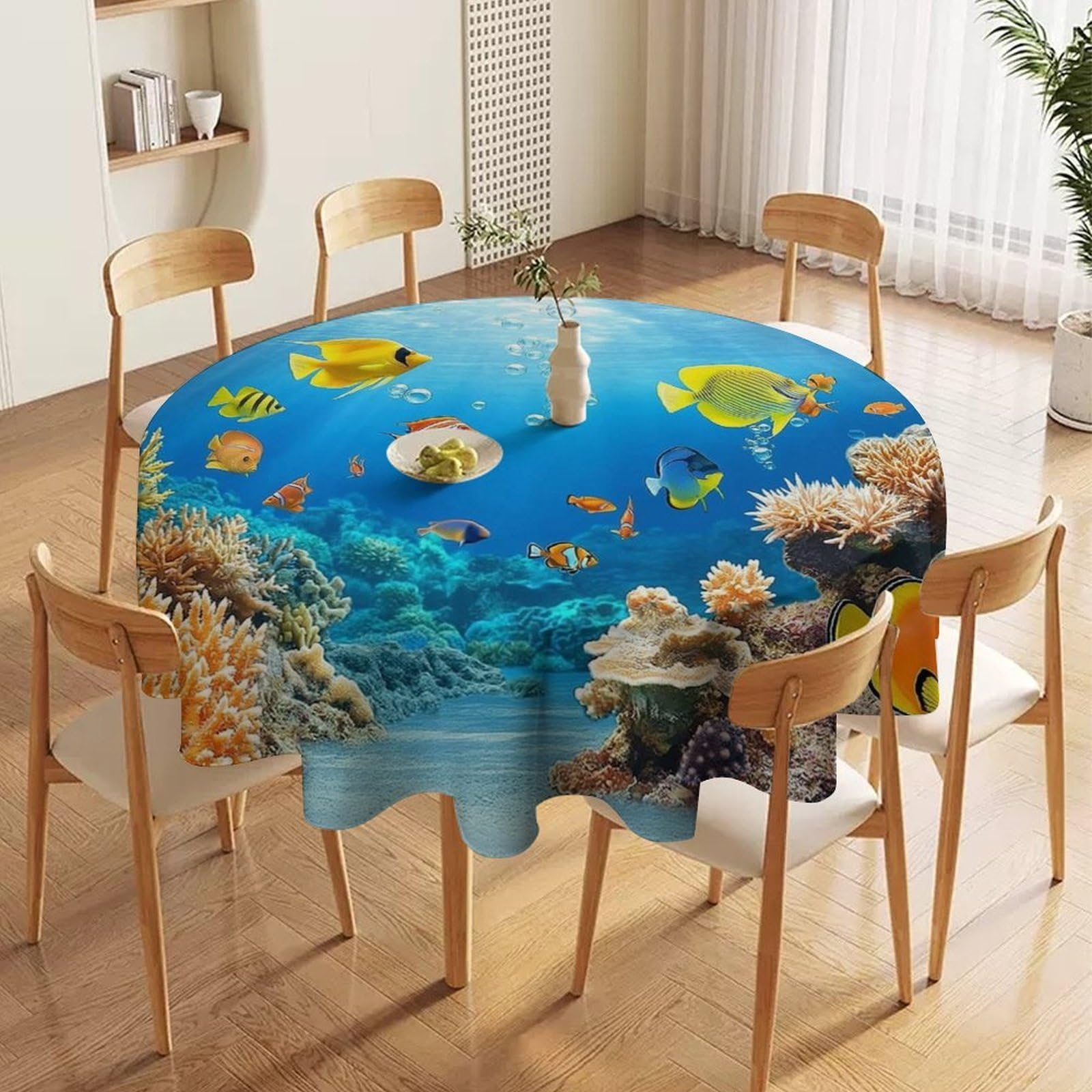 ORDOBO Round Table Cover -Pink Flowers Print Home Table Cover For Dinner Kitchen Holiday Outdoors Protect Table Waterproof Dust-Proof Decoration 127X127Cm