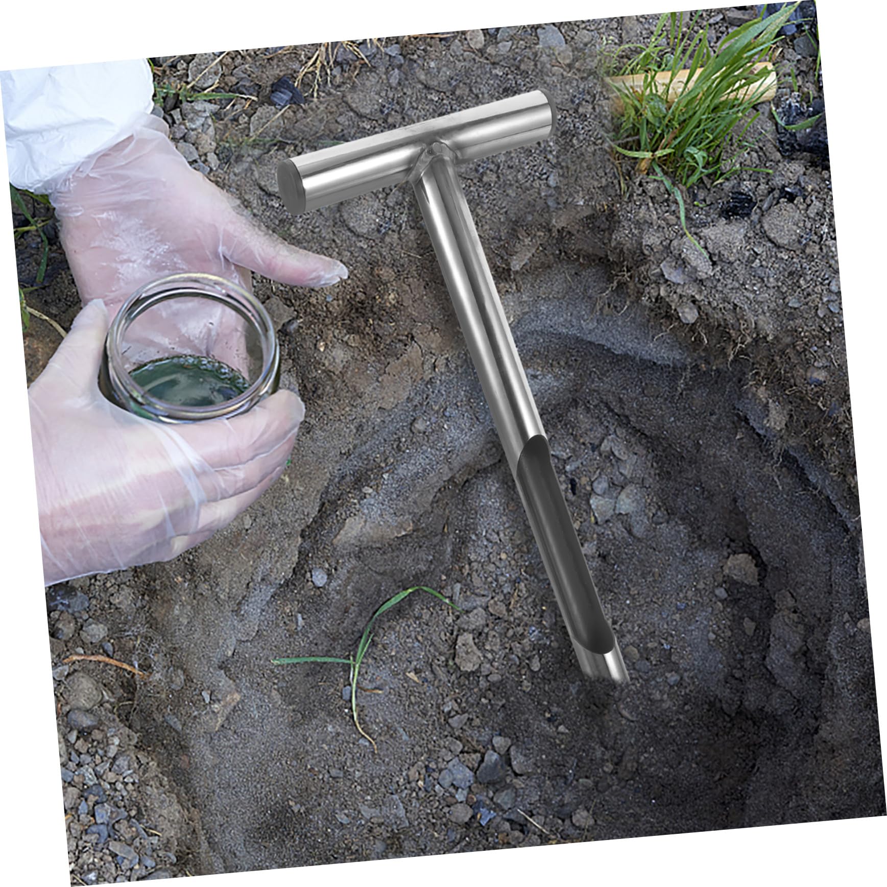 DOITOOL Edelstahl Bodenproben sonde T Griff Robust Rostfrei Ergonomisch Leichter Bodenprobennehmer für Garten Nutzgarten Landwirtschaft Praktische Bodentest sonde für Genaue Probenahme