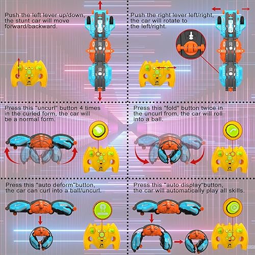 Miniatura 7 de Auto a control remoto, auto de serpiente de acrobacias a control remoto, rollo de 360 con detección de gestos de mano y rotación táctil, auto de