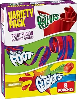 Fruit Snacks Variety Pack, Fruit Roll-Ups, Fruit by the Foot, Gushers, 8 Count