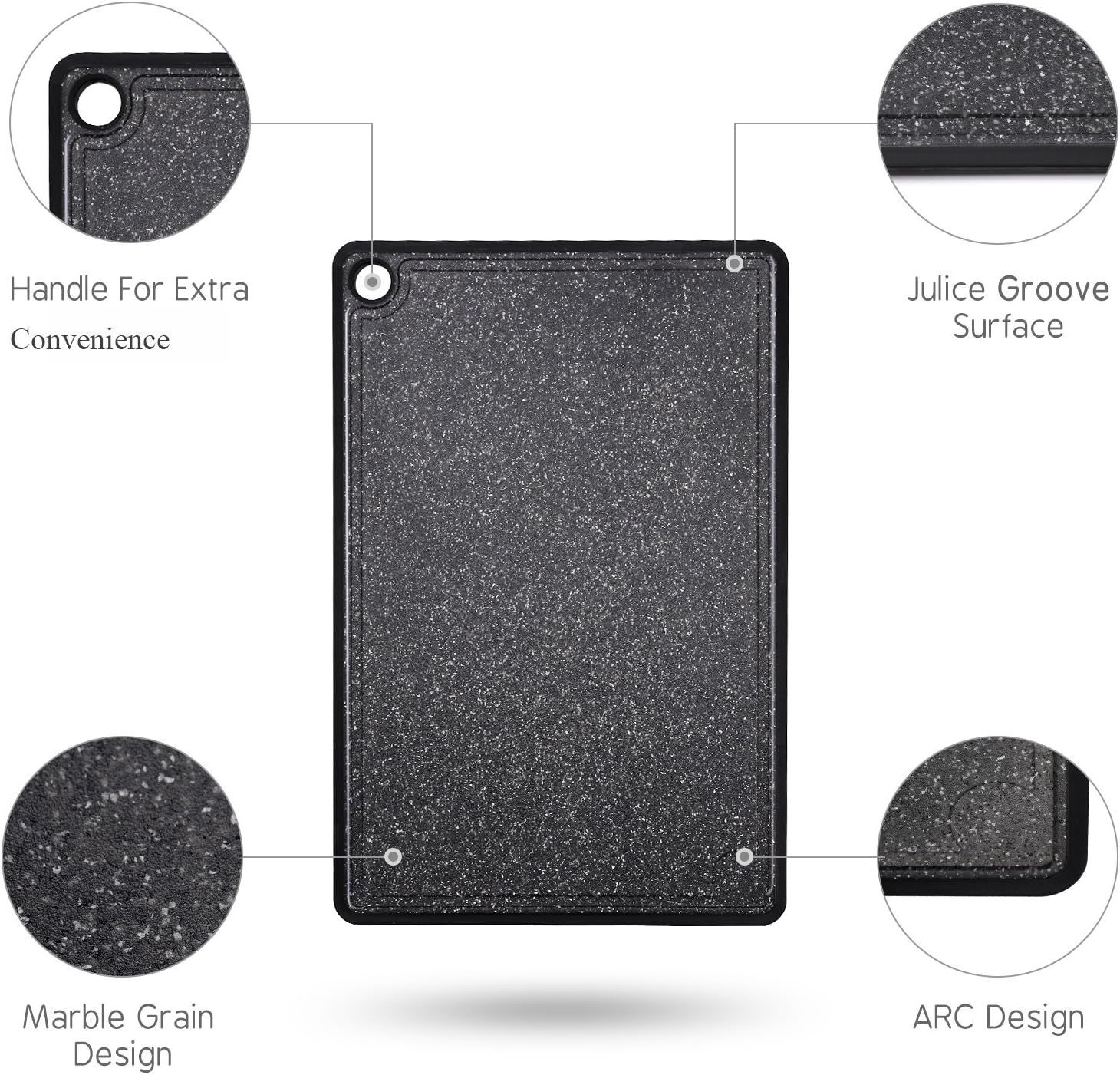 Kitchen Cutting Board (3 Pieces Set), Plastic Chopping Board Set with Juice Groove - Marble Appearance Design, Non Slip Design, Dishwasher Safe and BPA Free