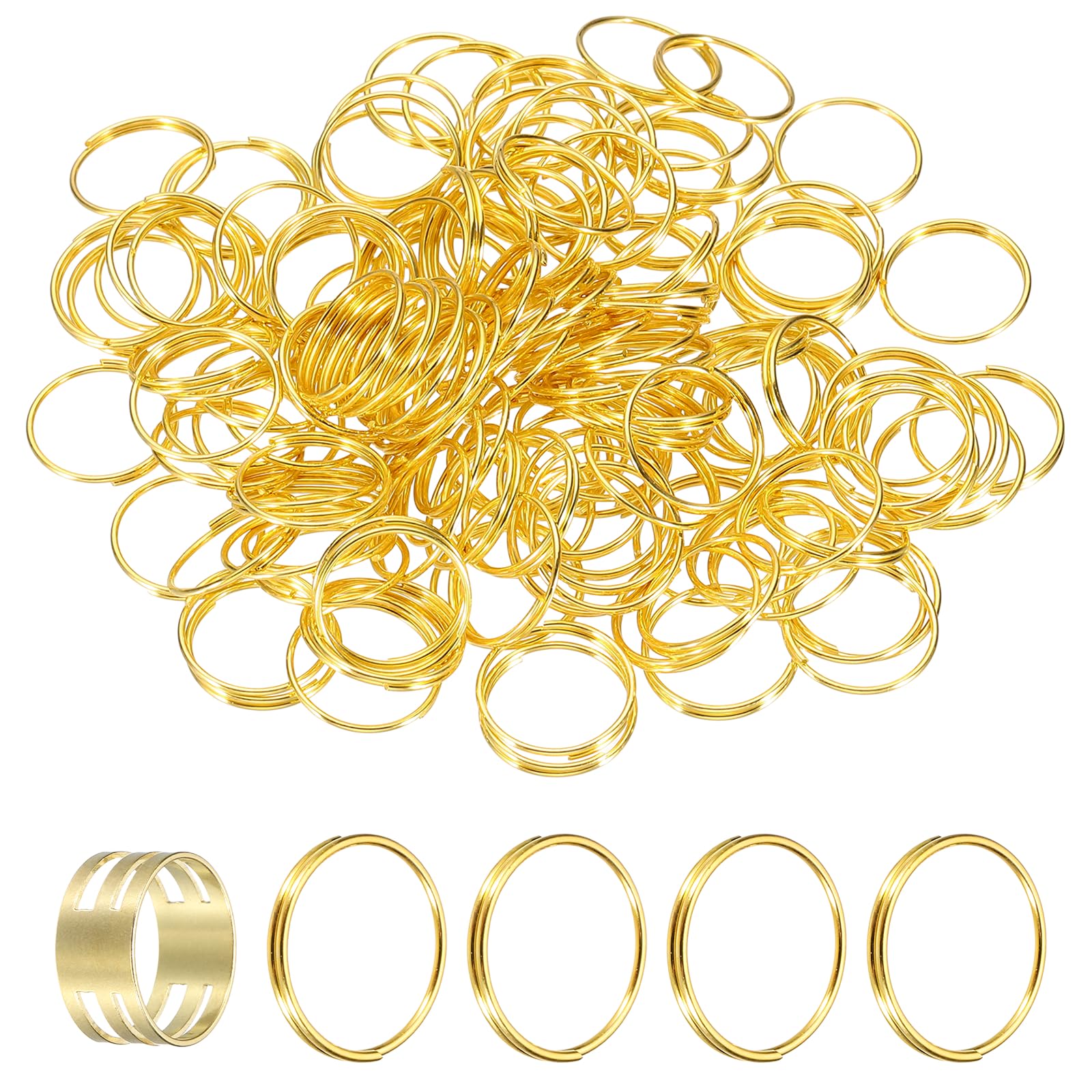 sourcing map 150pcs Mini Split Rings, 13mm 304 Stainless Steel Jump Ring Small Round Ring Clips Crystals Suncatcher for Fastening Chandelier Crystal Lamp Accessories, Gold