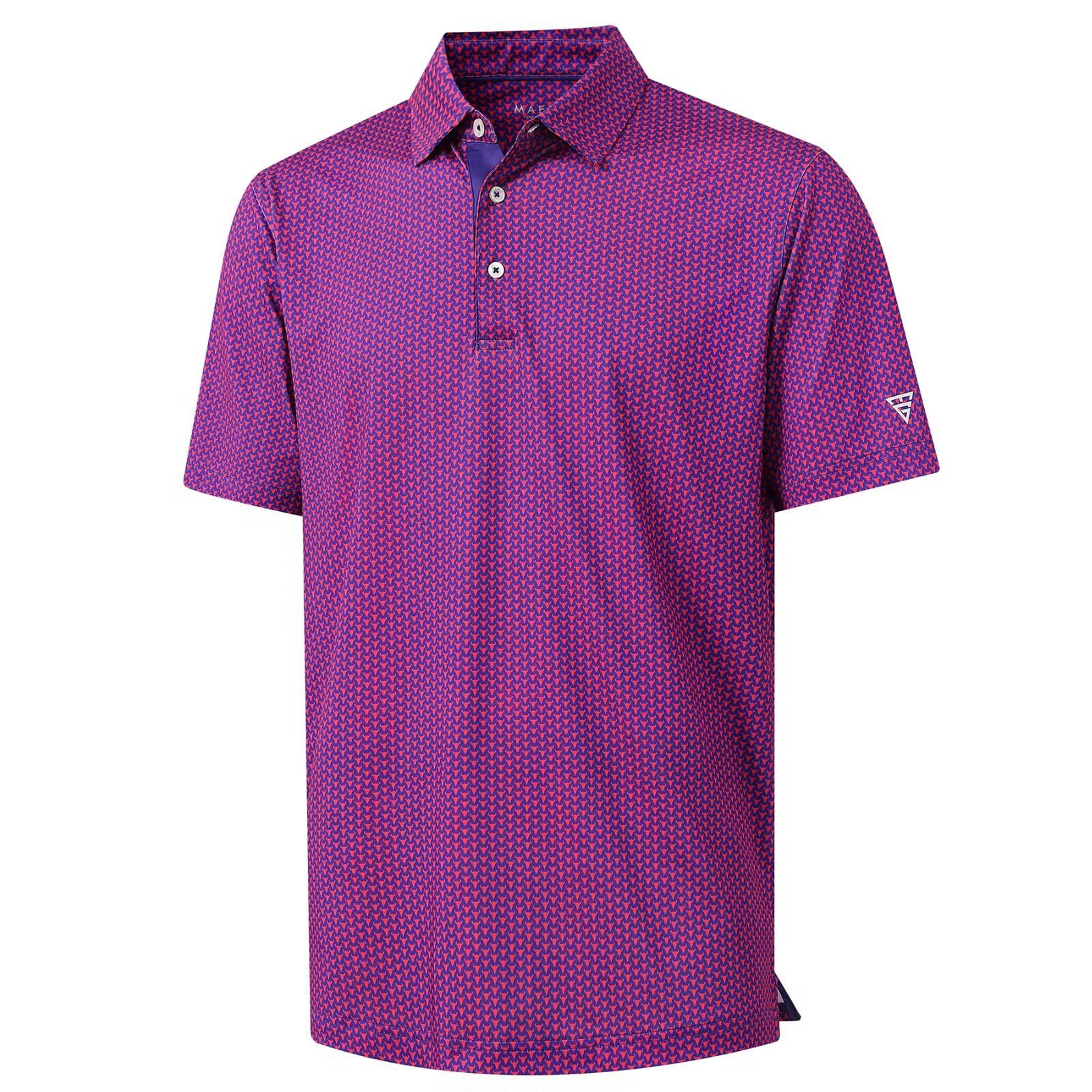 M MAELREG Mens Golf Shirt Short Sleeve Dry Fit Print Moisture Wicking Performance Patterns Collared Polo Shirt — view 43