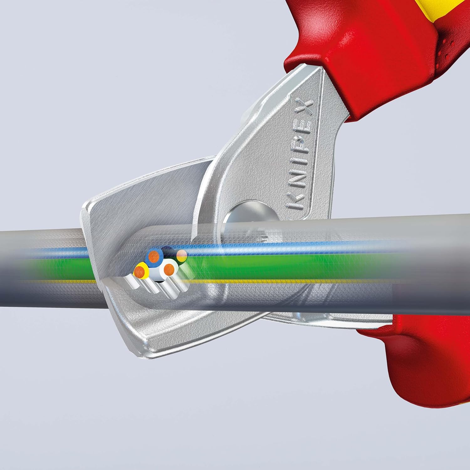 KNIPEX Stepcut Cable Shears Chrome-Plated Insulated with Multi-Component Grips, VDE-Tested 160 mm, 95 16 160