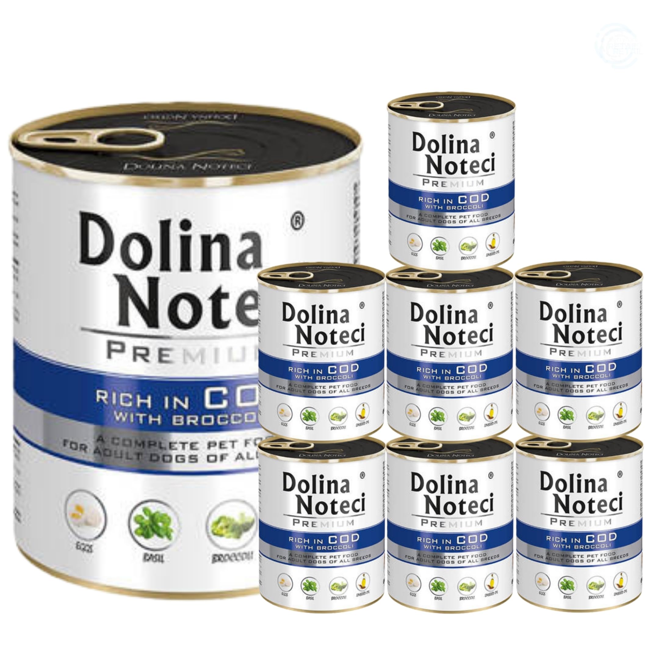 Dolina Noteci Premium Wet Dog Food, Cod with Broccoli, Gluten-Free (8x800g)